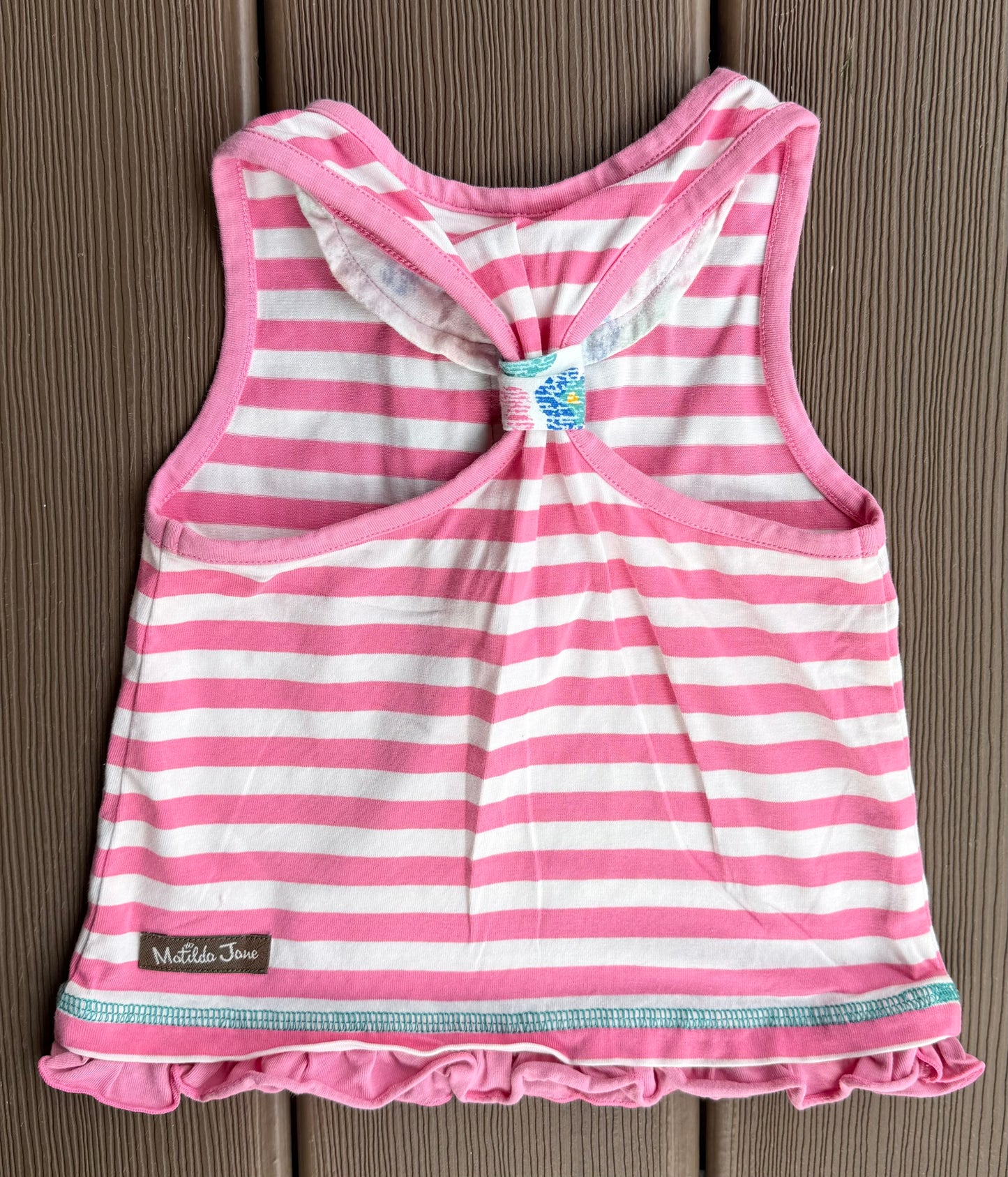 #28 Matilda Jane Girls Pink Stipe Tank Size 2
