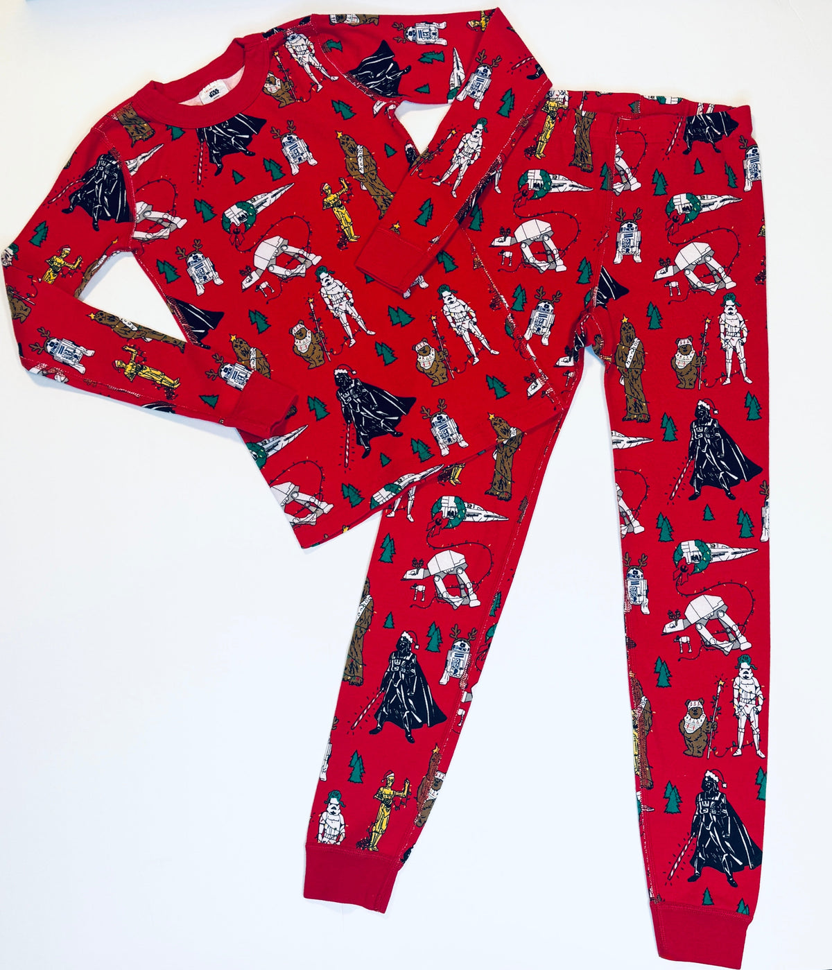 155 Hanna Andersson Size 140 (10) Red Star Wars Holiday Pajamas EUC