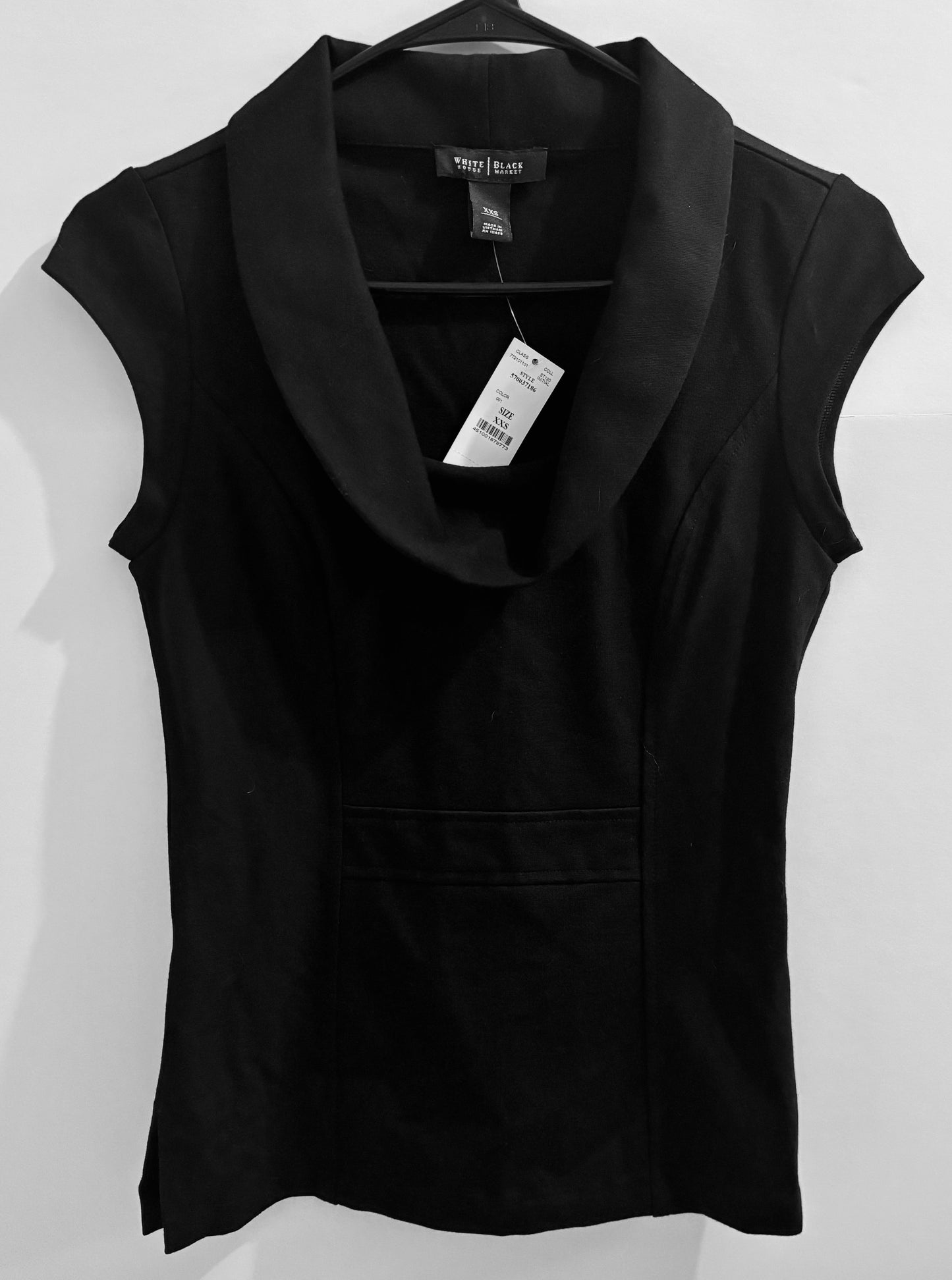 #132 - REDUCED - White House Black Market: Women's Black Cap Sleeve Top, Size XXS - NWT