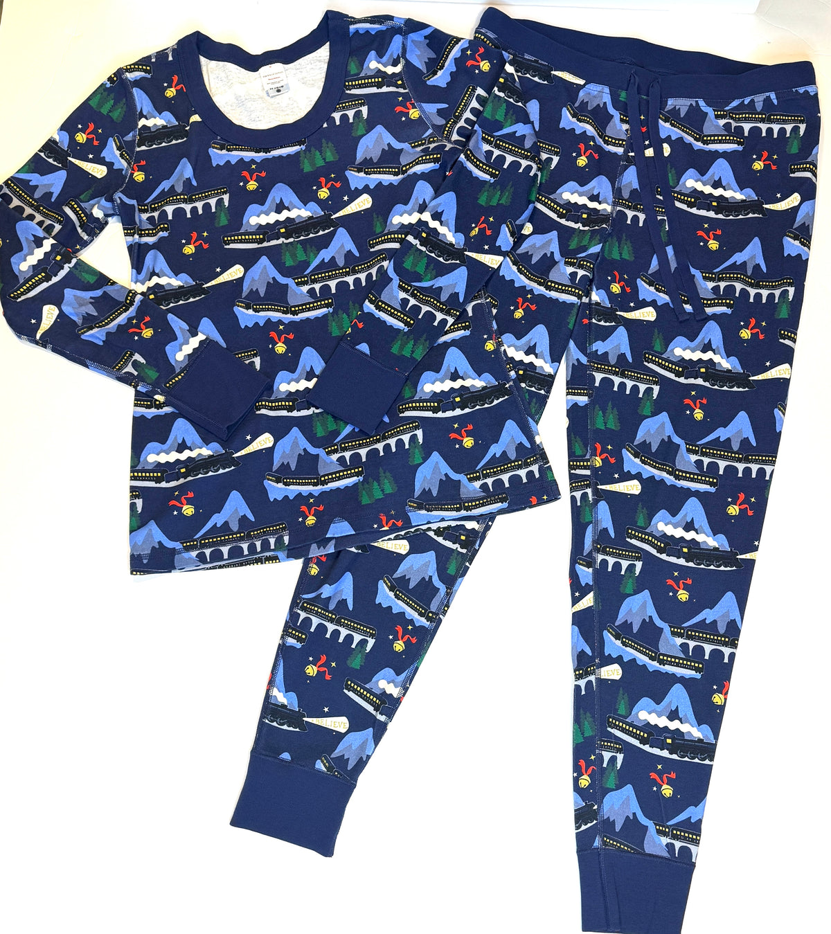 155 Hanna Andersson Women's Polar Express Holiday Pajamas M Top/L Pants EUC (family match available!)