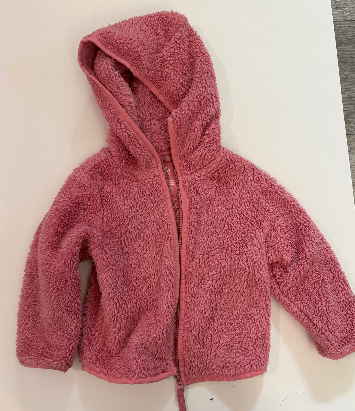 #170 Primary Coral fleece zip up hoodie jacket girls 18-24 months