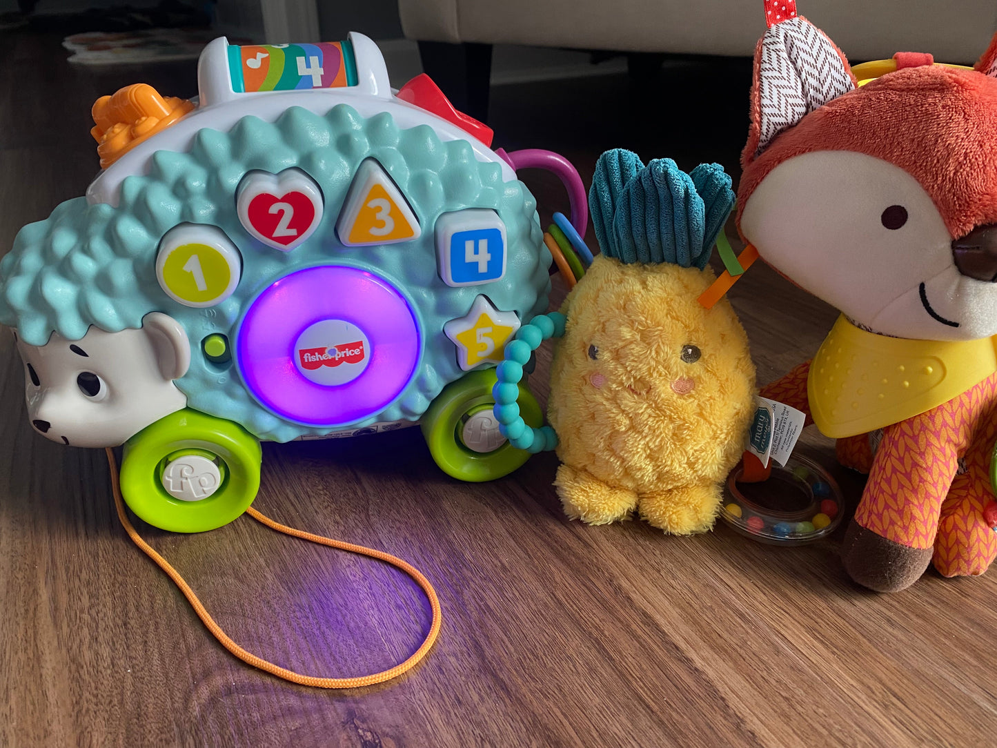Seller 64 FP hedgehog with lights and sounds, skip hop raccoon and rattle