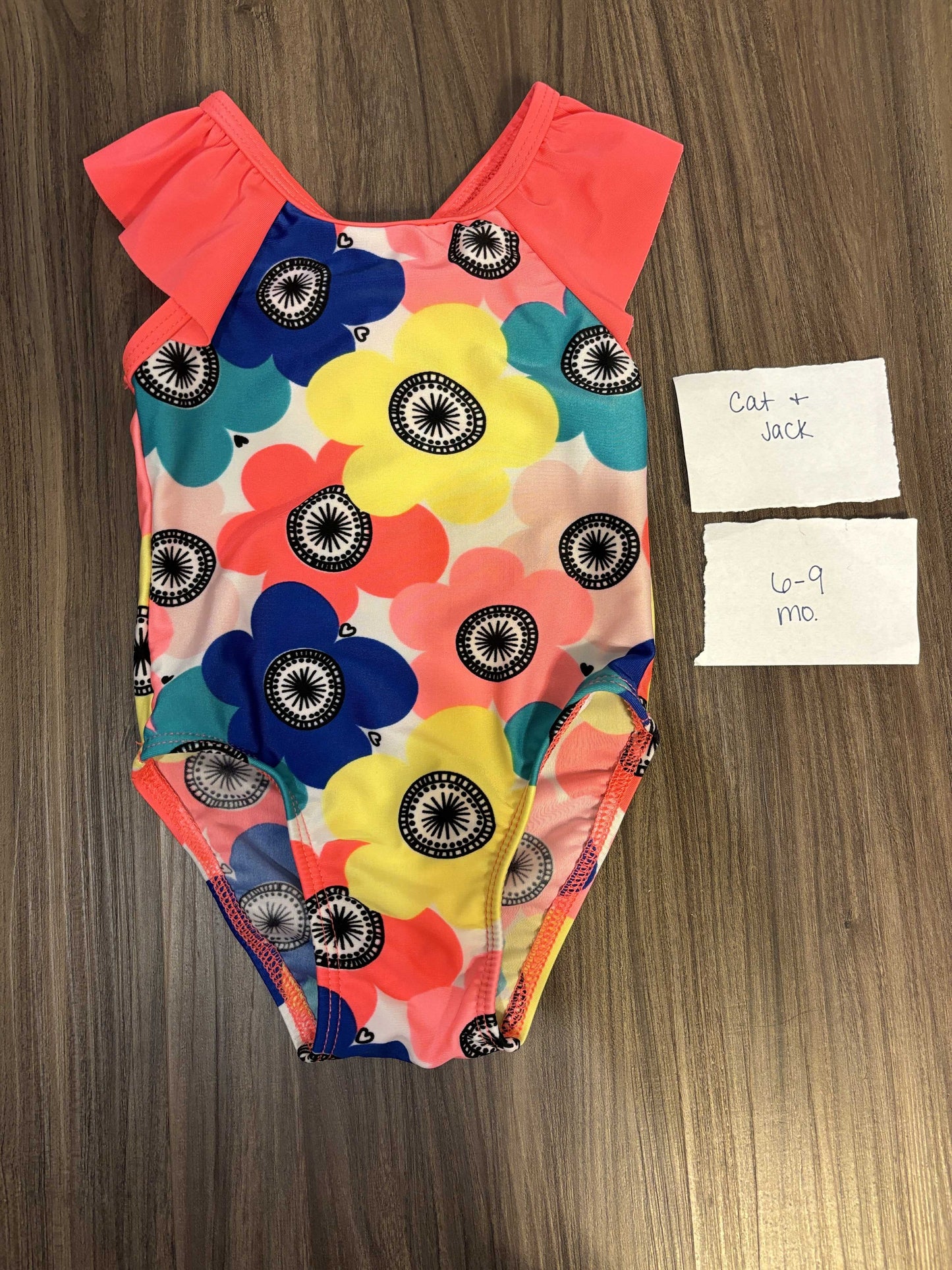 #77 - 6-9 Mo - VGUC Cat & Jack - Floral Swimsuit