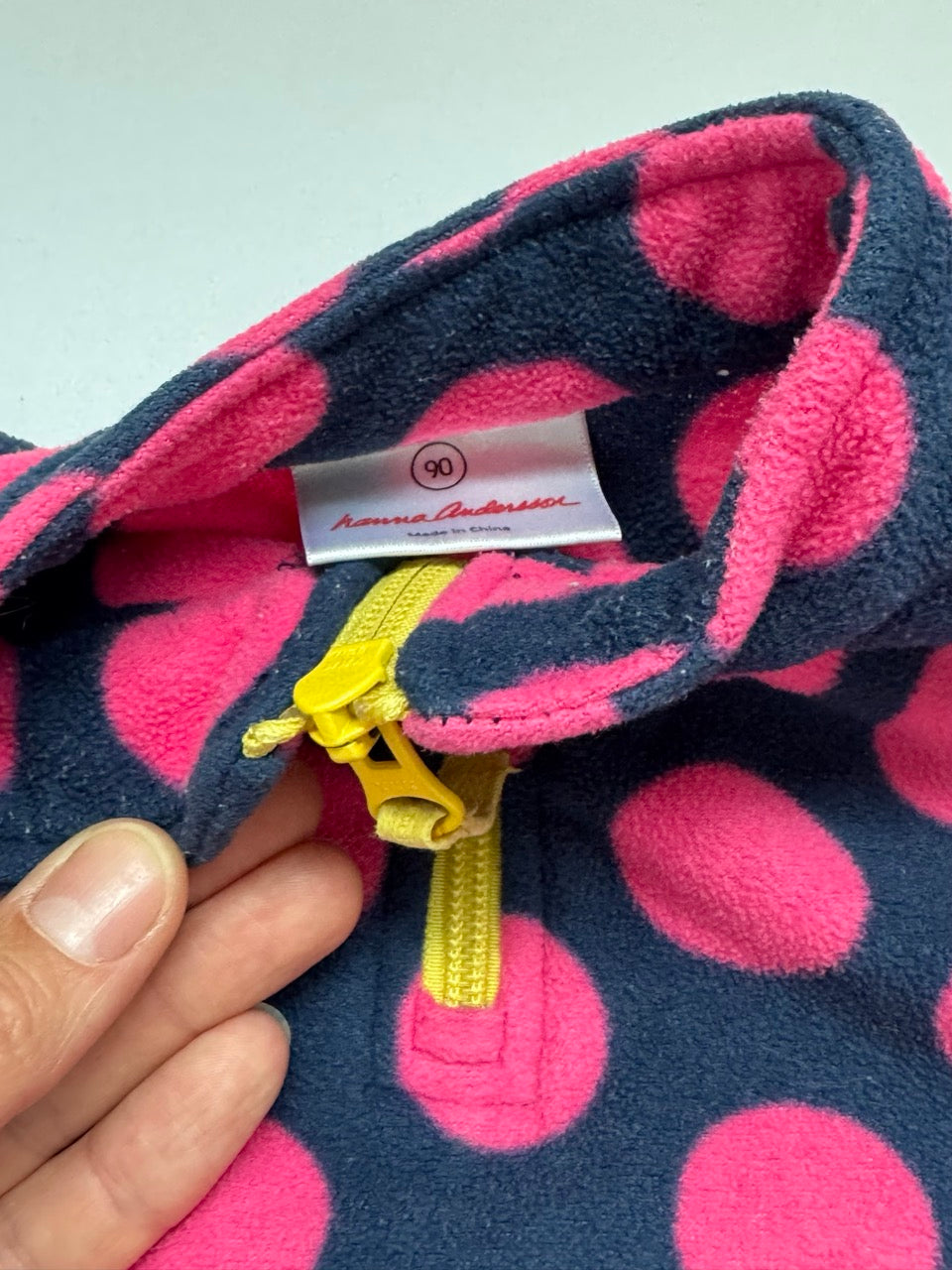 #82 Hanna Andersson Pink and Navy Fleece Pullover Girls Size 90 cm / 3T