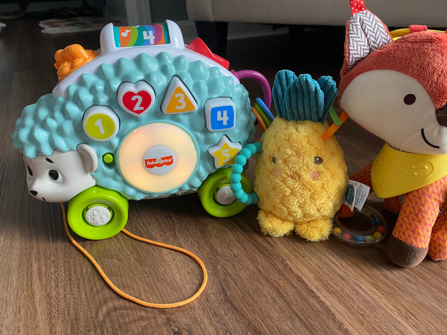 Seller 64 FP hedgehog with lights and sounds, skip hop raccoon and rattle