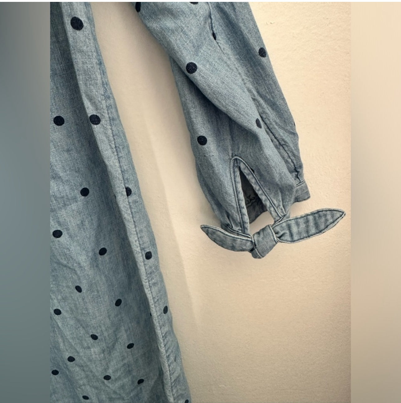 #111 Womens Old Navy Polka Dot Denim Dress Small