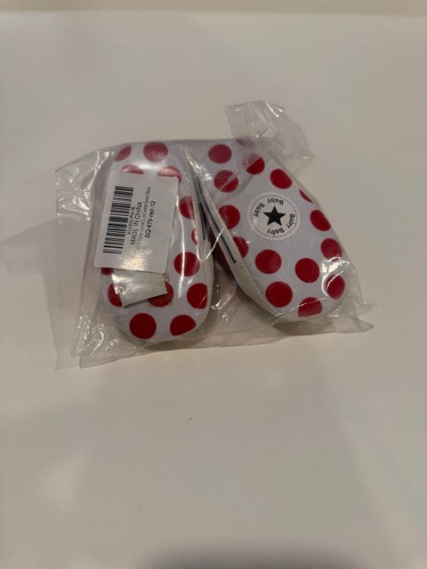 #9 - - Red Converse Like Canvas Crib Shoes Baby Boys SIZE 2