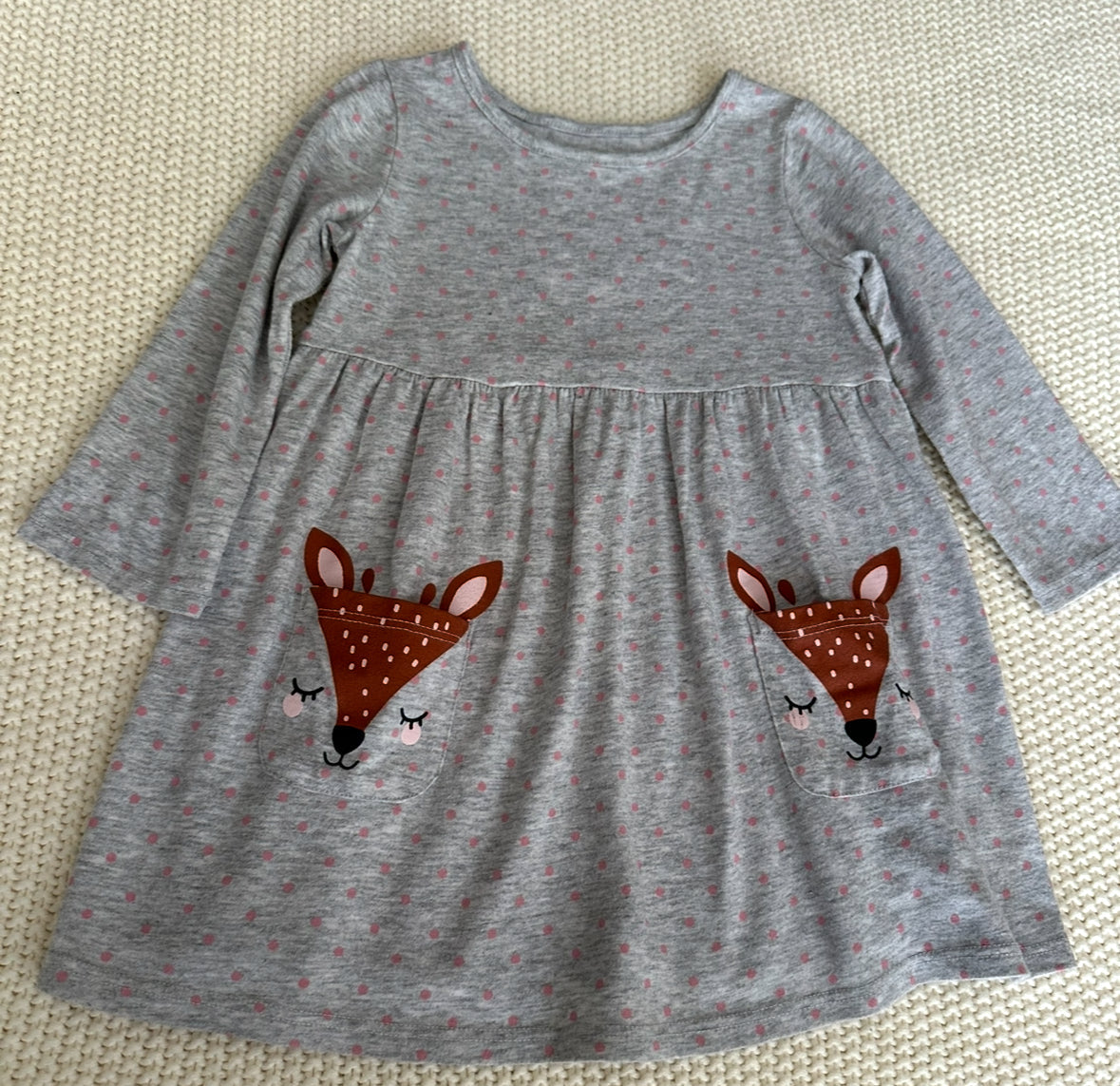 #93 Jumping Beans Gray Deer All-Day-Play Dress Girls 18M