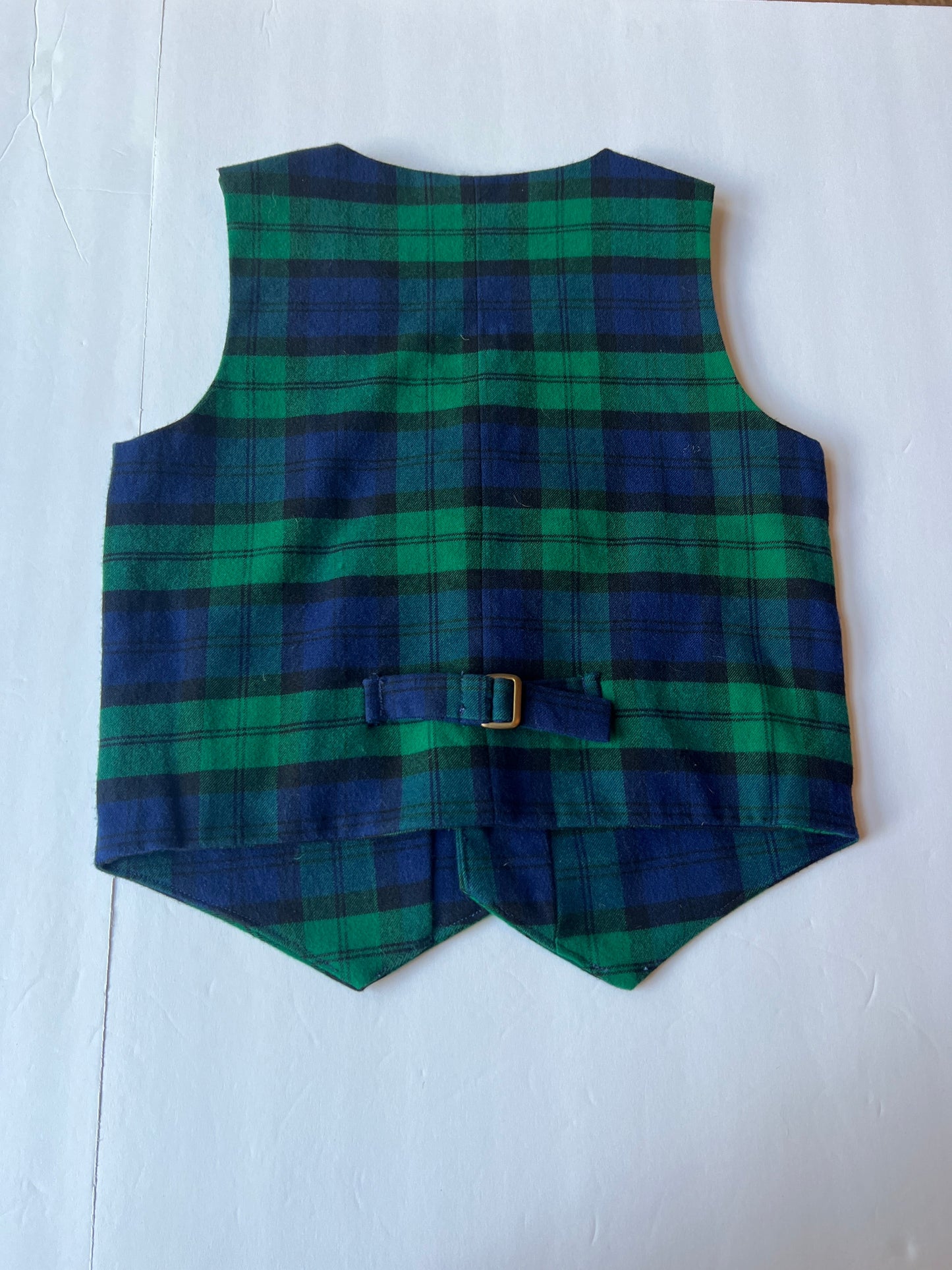 #180 Boys 7 Gymboree Holiday Plaid Set -navy and green twill vest and navy corduroy pants
