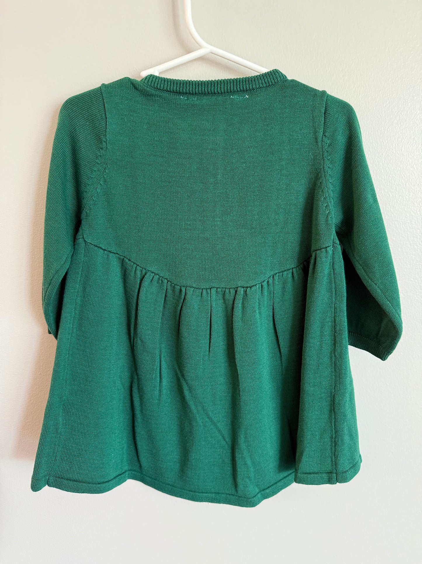#173-RuffleButts green sweater dress size 12-24m