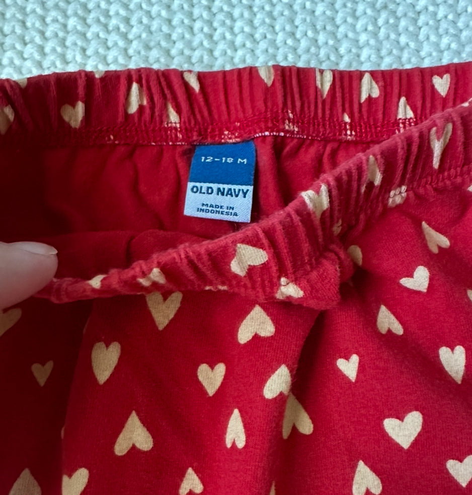 #93 Old Navy Red Heart Balloon Pants Girls 12-18M