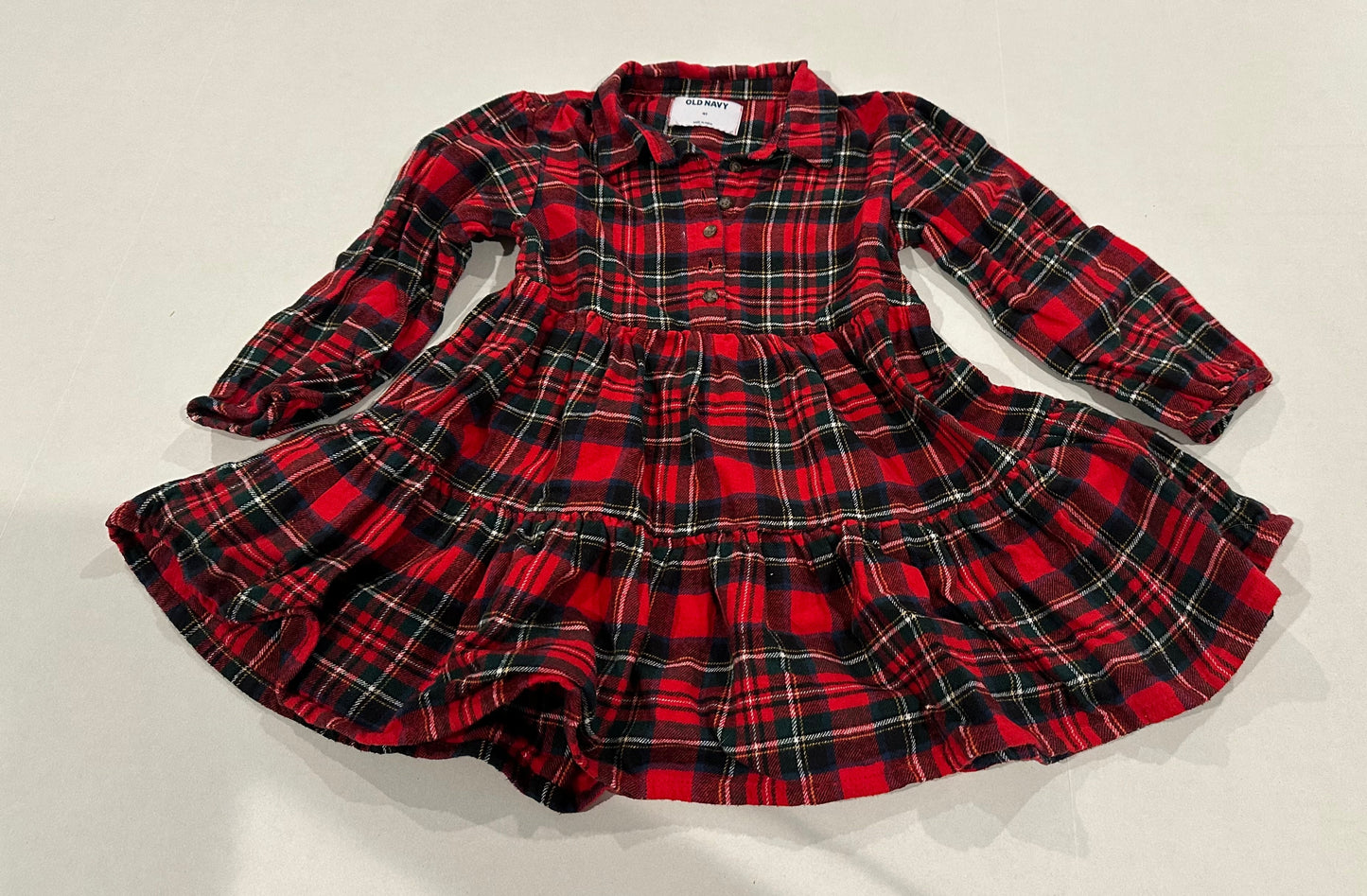 #160 Girls 4T Old Navy plaid Christmas twirl dress