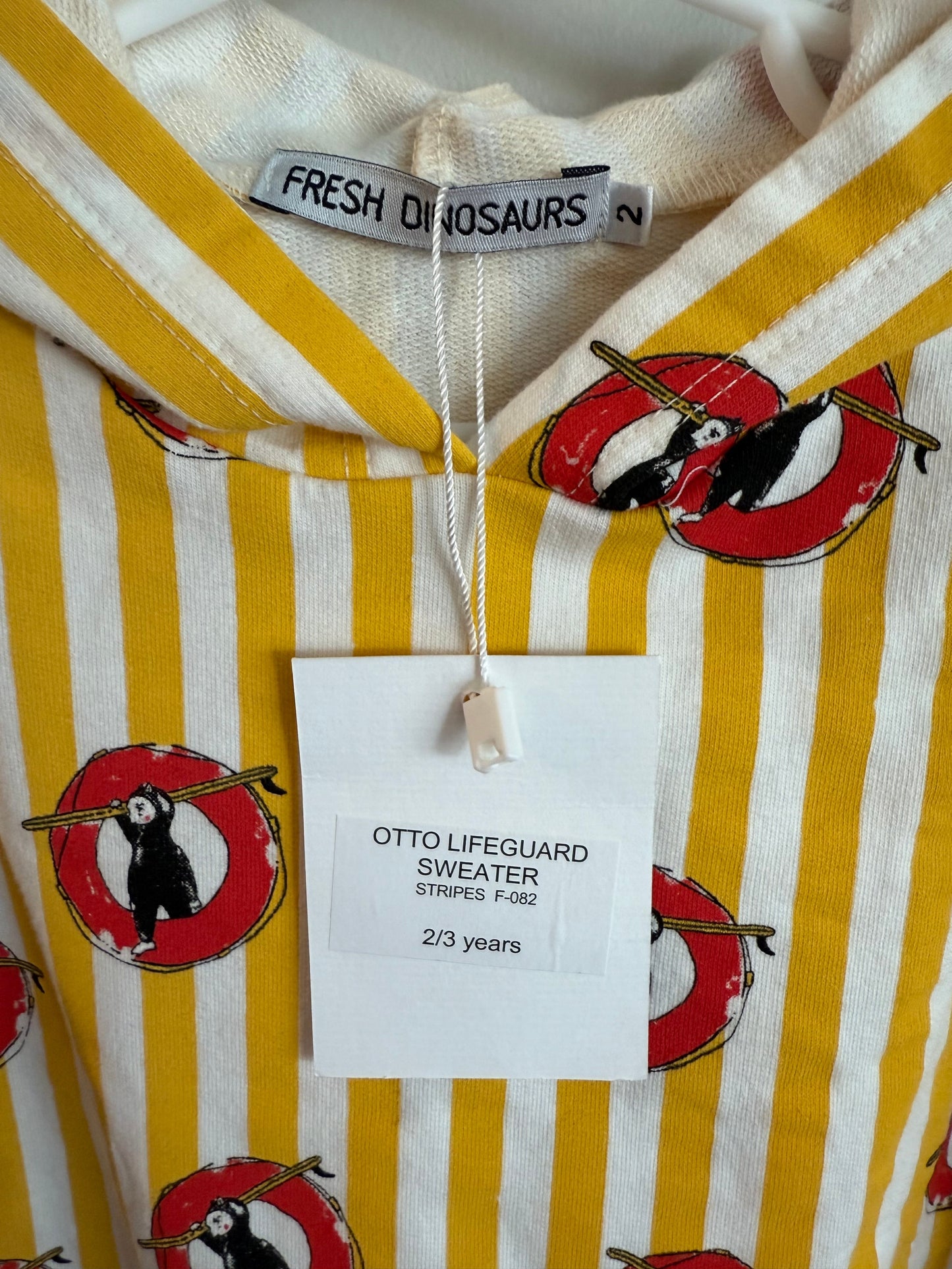 #173-*reduced*NWT Fresh Dinosaurs striped hoodie size 2