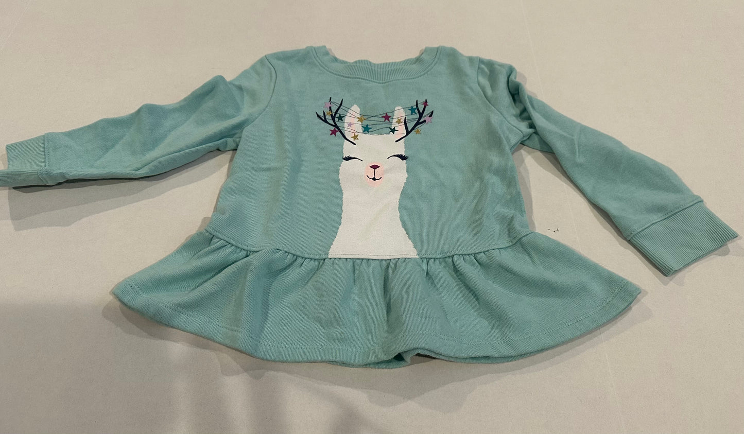 #160 Girls 2T Jumping Beans soft fleece peplum sweatshirt with Christmas lights