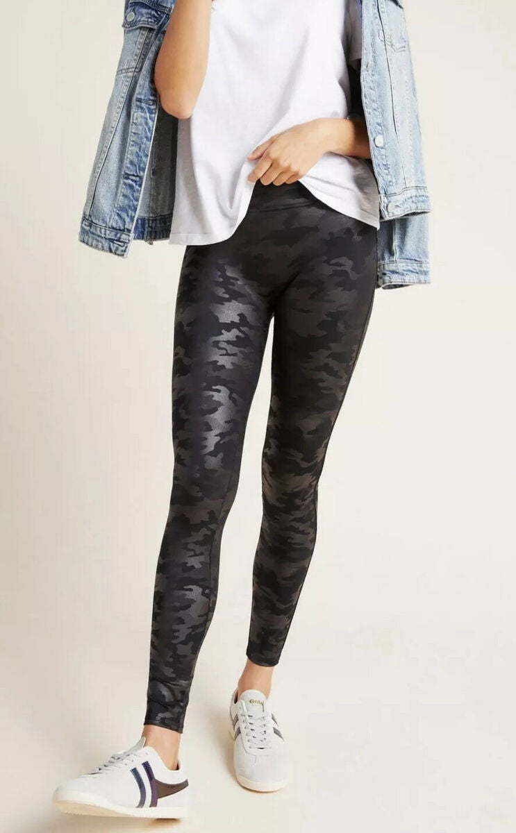 #118 | Size S | Spanx Women's Gray Camo Faux Leather Leggings