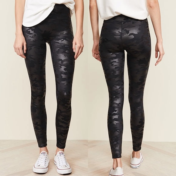 #118 | Size S | Spanx Women's Gray Camo Faux Leather Leggings