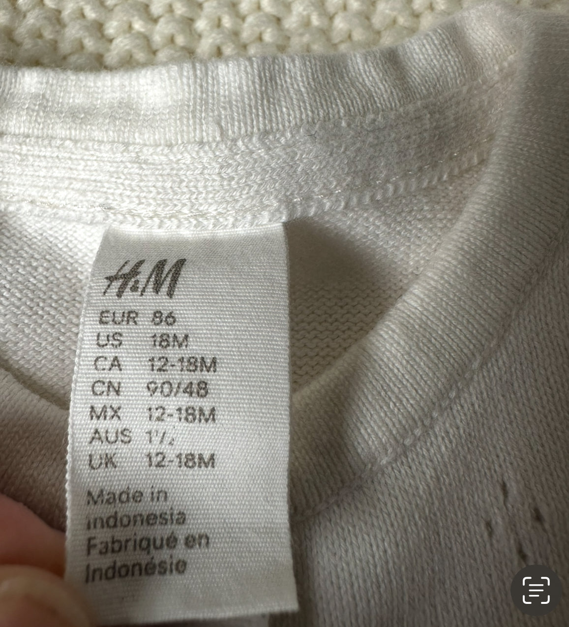 #93 H&M Knit White Cardigan Girls 18M
