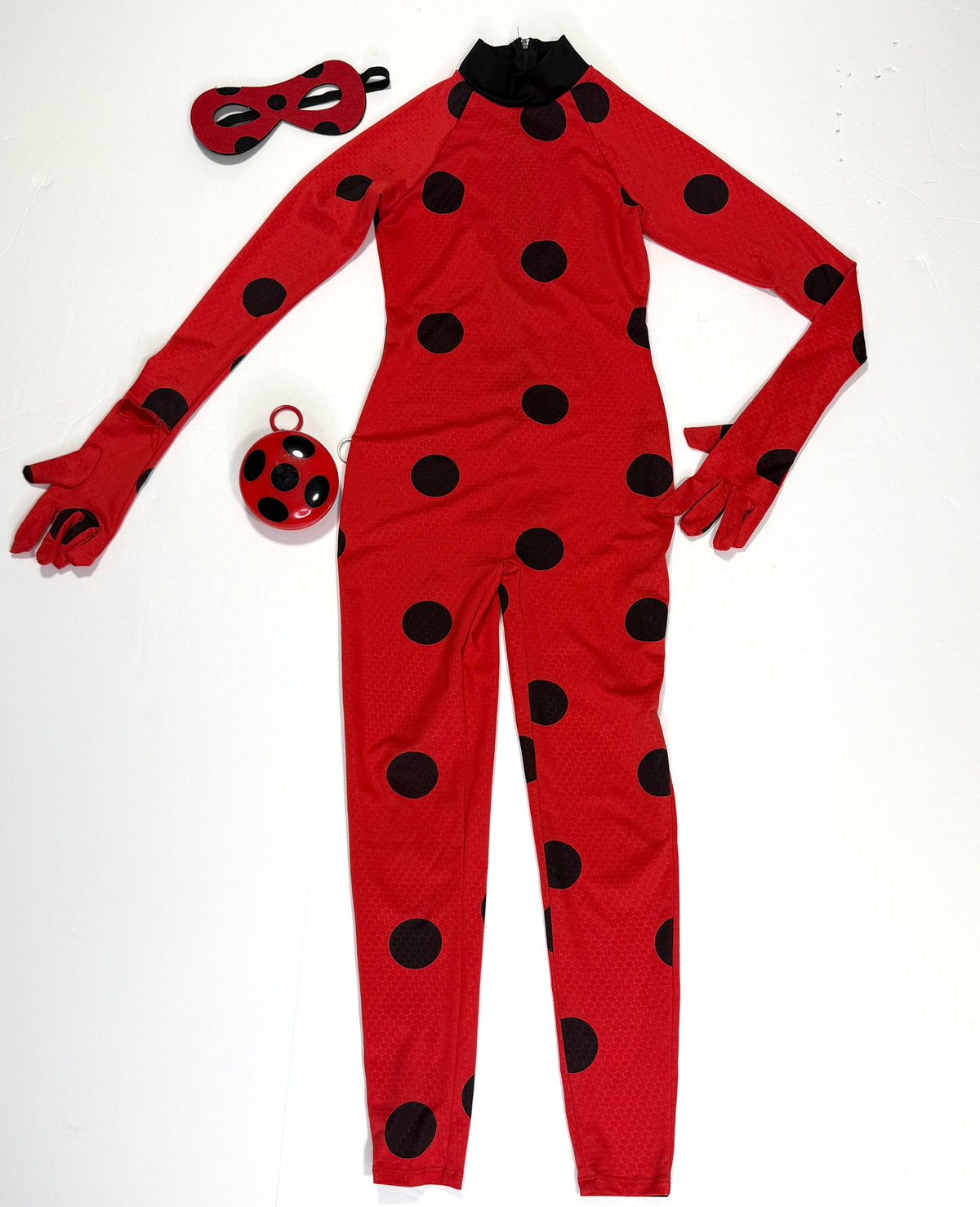 155 Miraculous Ladybug Costume Youth Size S with Mask and 'Lucky Charm' (yoyo)