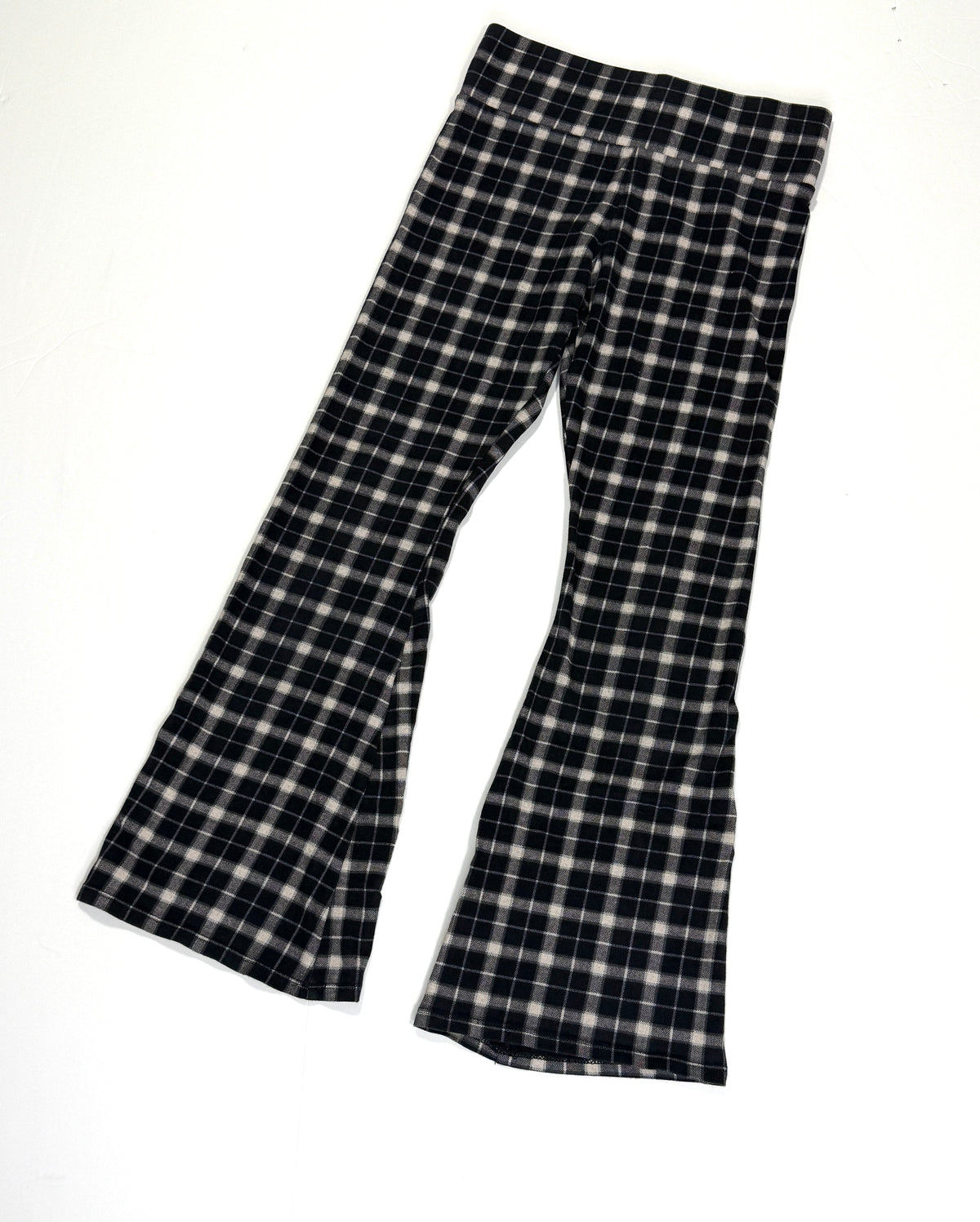 155 Girls Size M Pull on Plaid Flare Pants