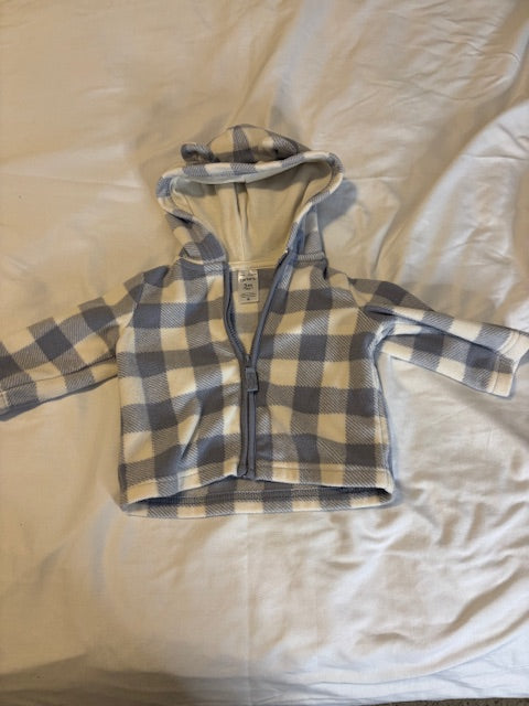 #210 Carter's Baby Boy Zip Up Size 3 month "blue & white checkered"