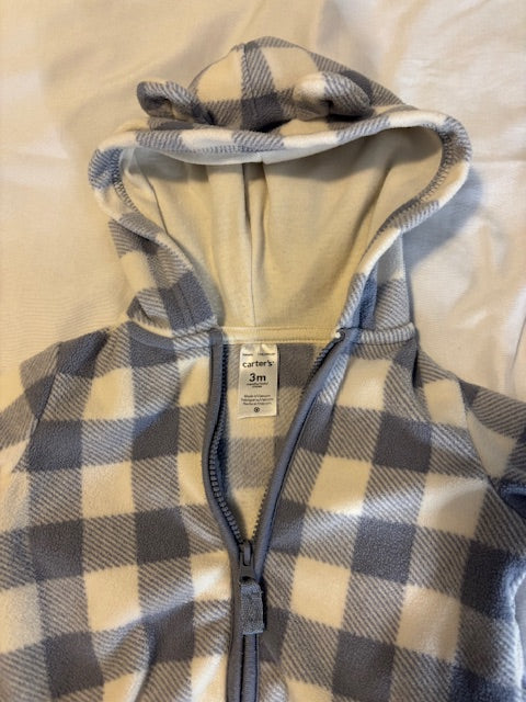 #210 Carter's Baby Boy Zip Up Size 3 month "blue & white checkered"
