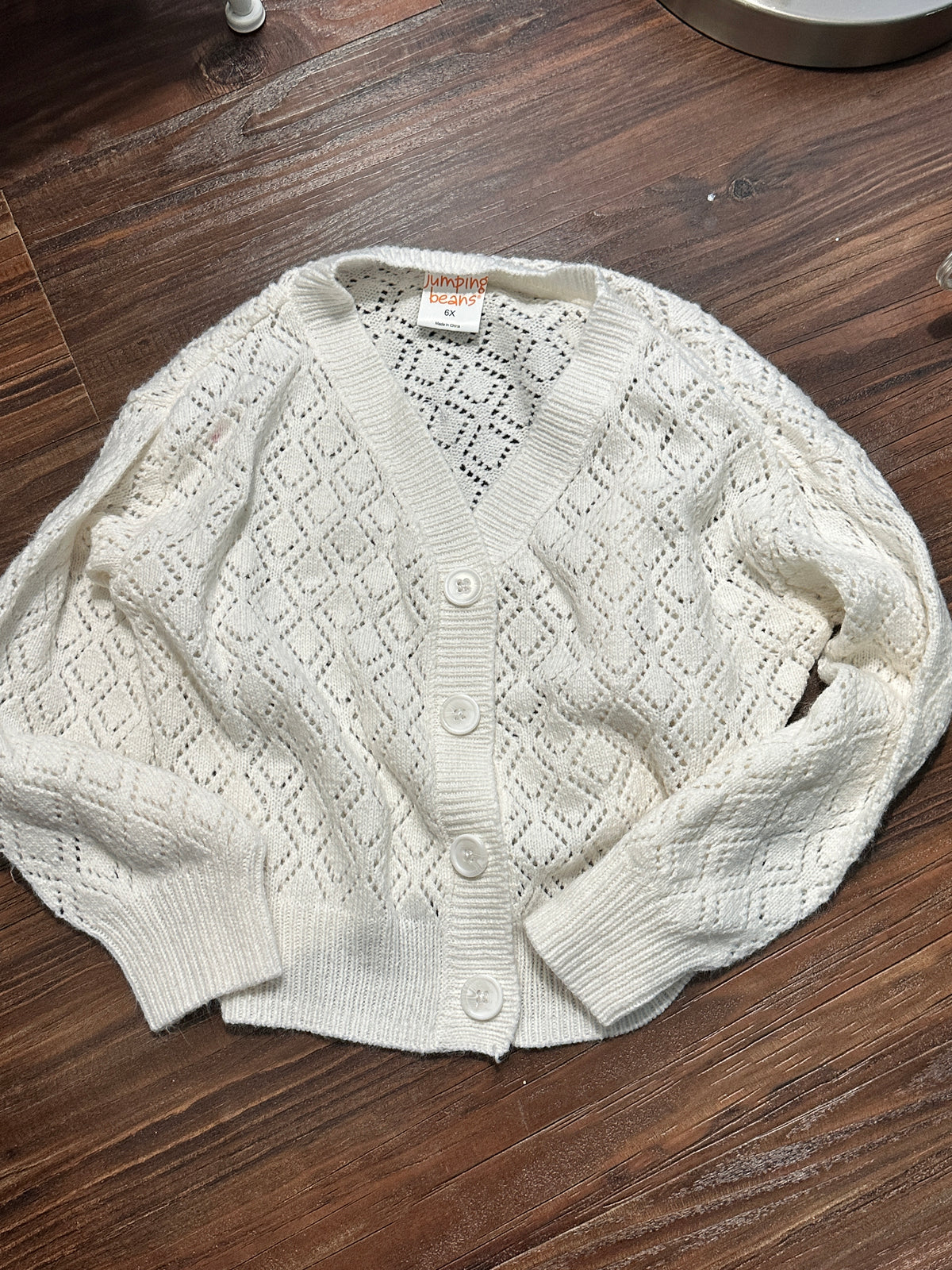 #48 Jumping Beans Cream Cardi Girls 6X