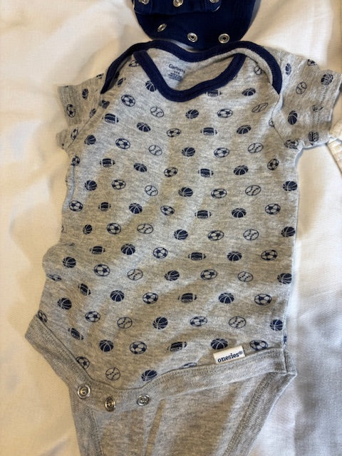 #210 Mix of Boys Bundle of Onesies Size 3-6 months "Sports Onesies" 3 included