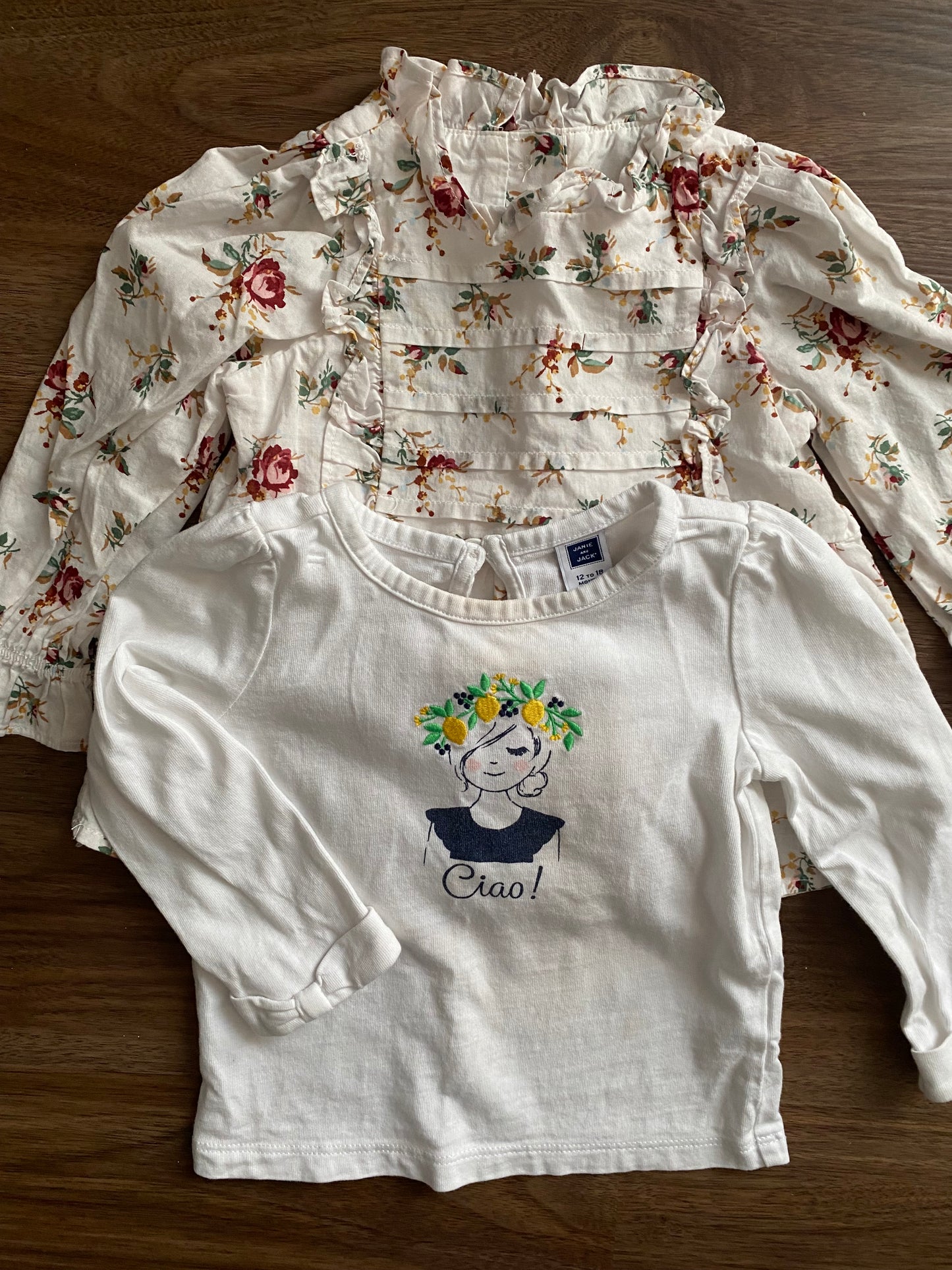 Seller 64 Janie and Jack set of 2 girls 12-18 mo tops