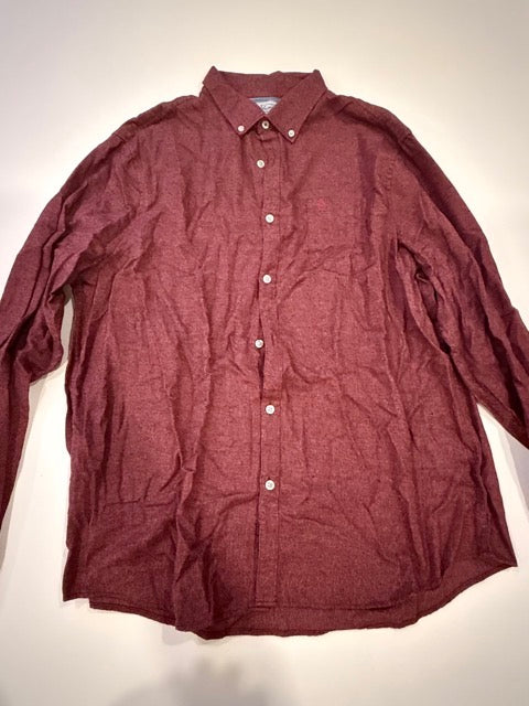 #9 - Penguin - Burgendy Flannel Button Down Mens SIZE XXL (Fits like XL)