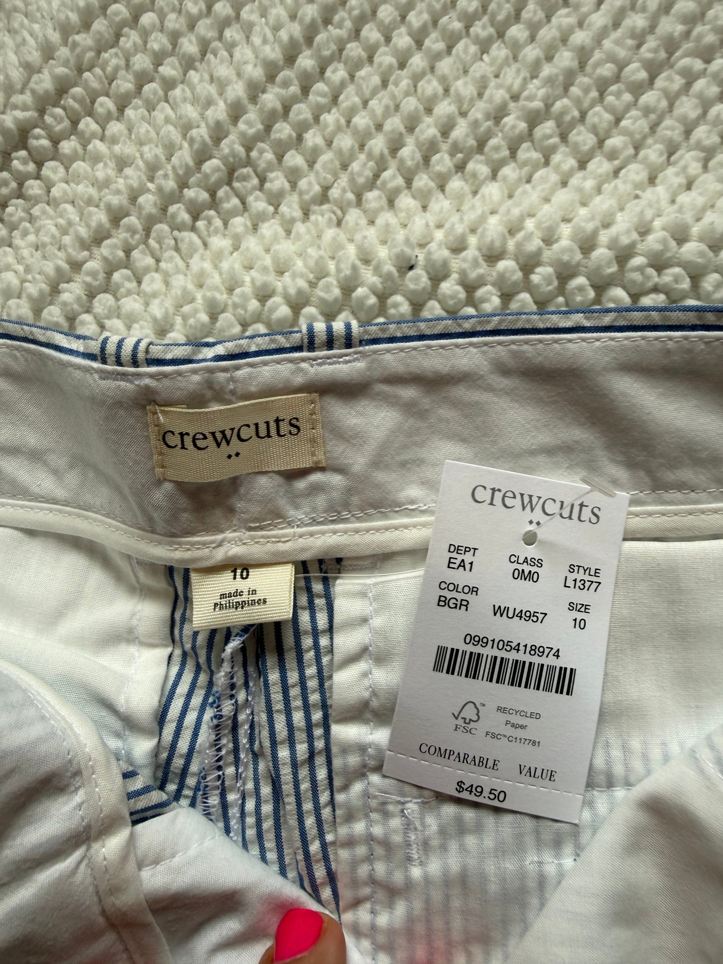 136 nwt seer sucker shorts j crew boys size 10