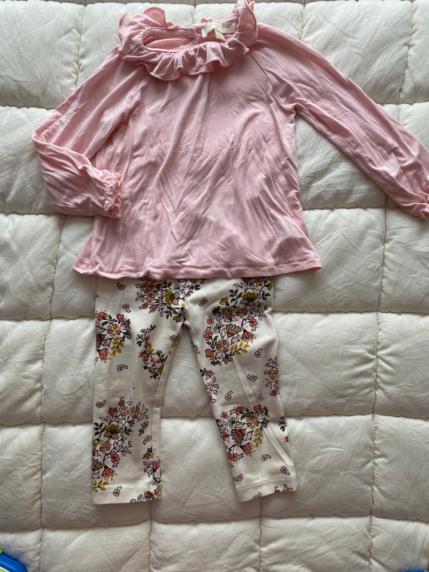 Seller 64 girls 12-18 mo floral leggings and pink top