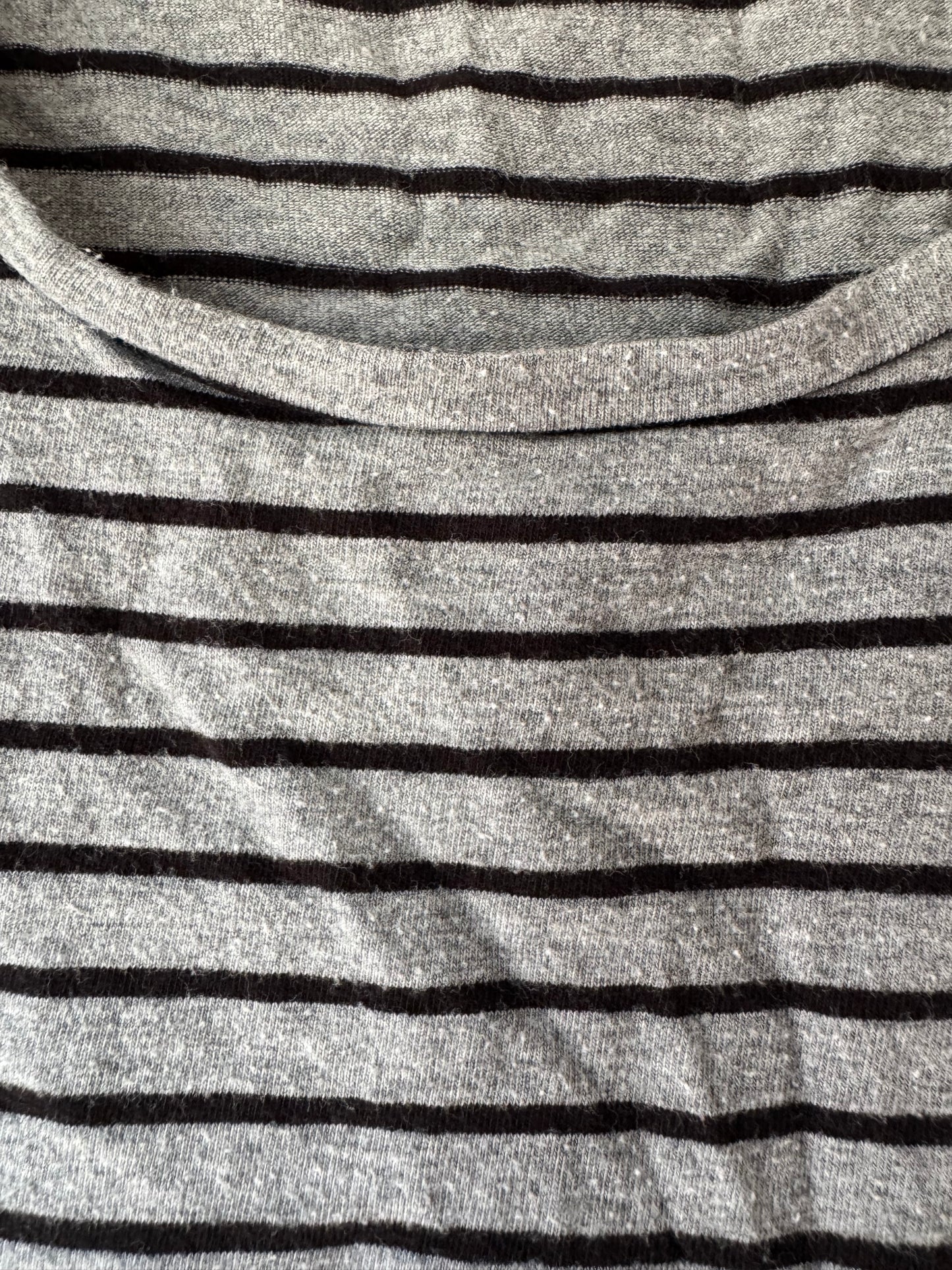Seller #126 Motherhood Maternity XL Gray and Black Striped Ruched Tank Top
