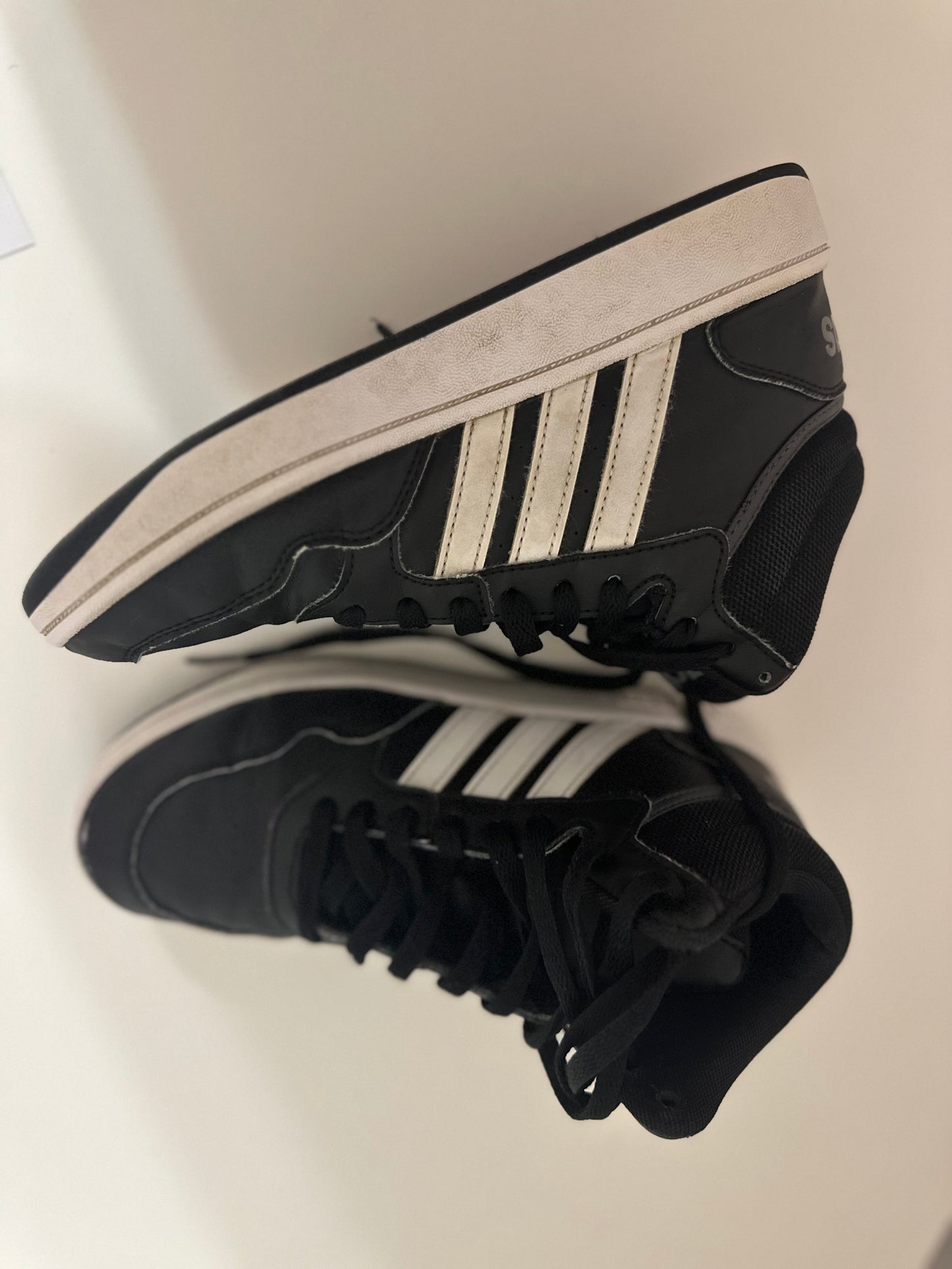 #23 boys Adidas black and white size 4 shoes