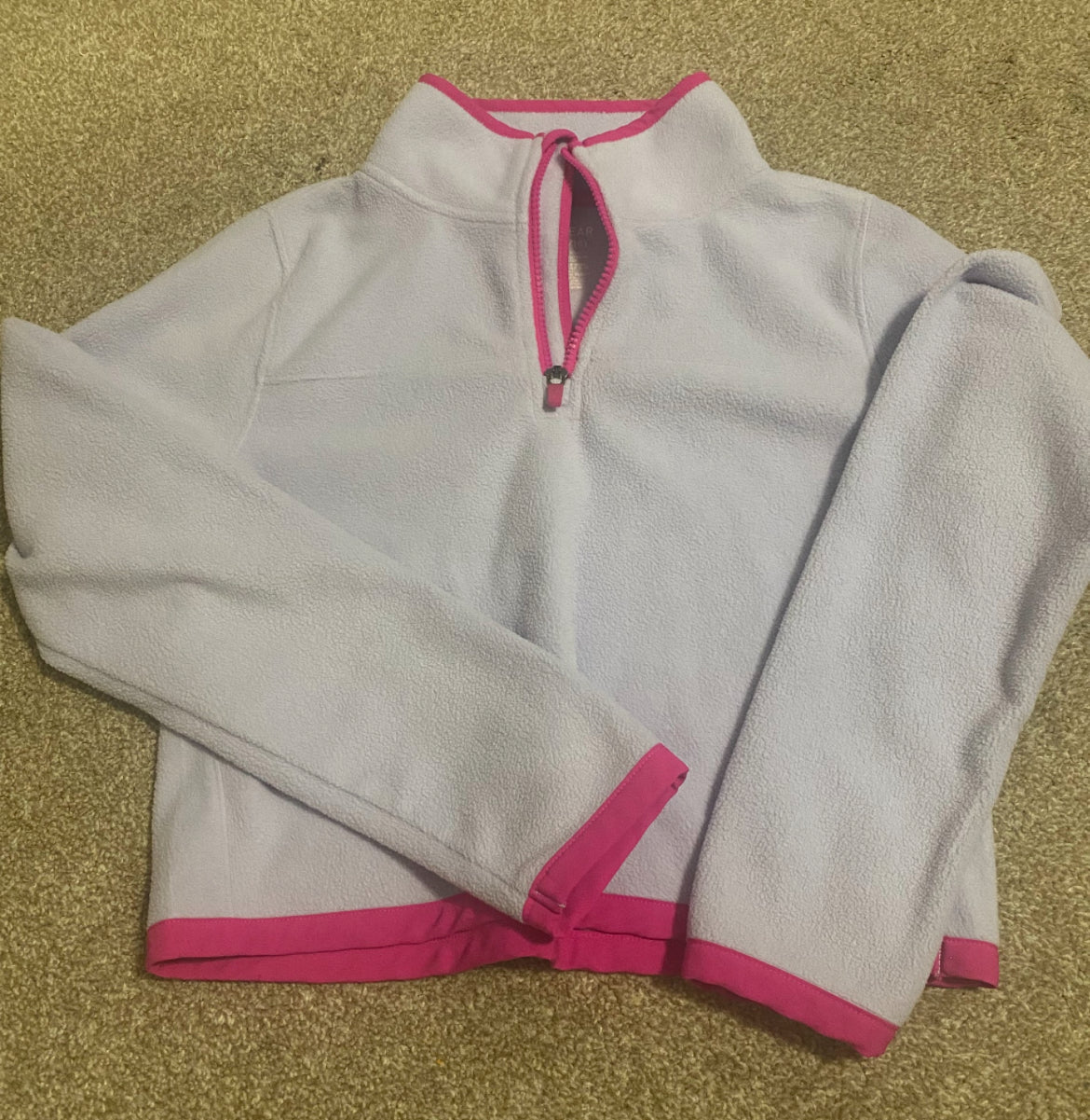 Seller #121 Girls size 14/16 light purple/pink fleece sweatshirt.