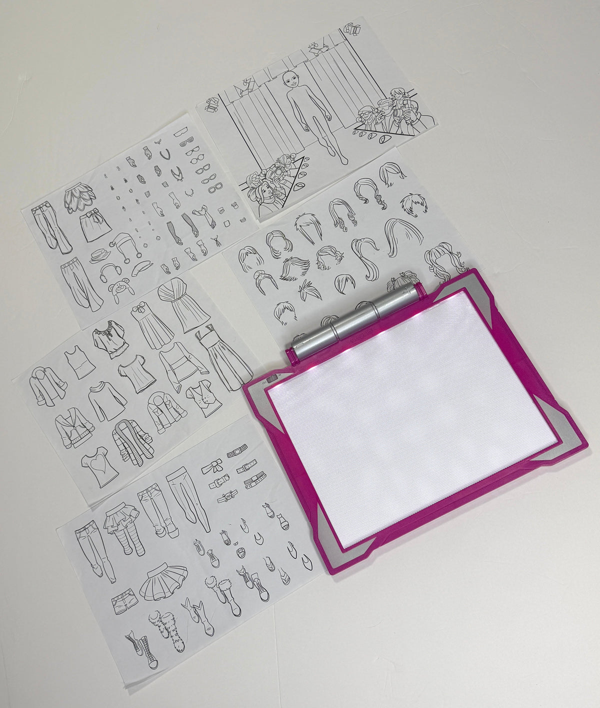 155 Crayola Light Up Tracing Pad with original fashion sheets (but can use anything) - 2nd pic show it lit up