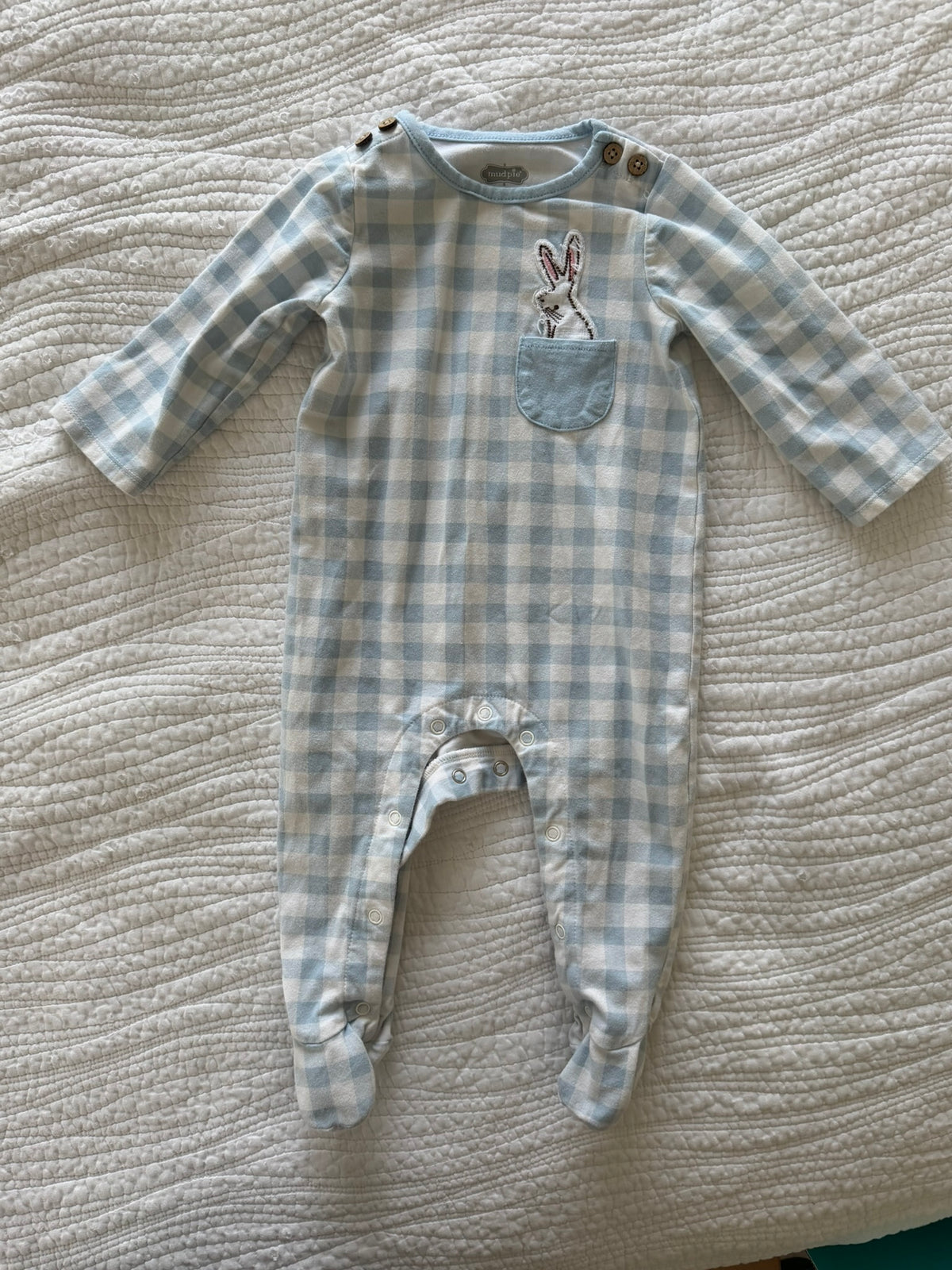 #49 Mudpie 6-9 month boys bunny onesie