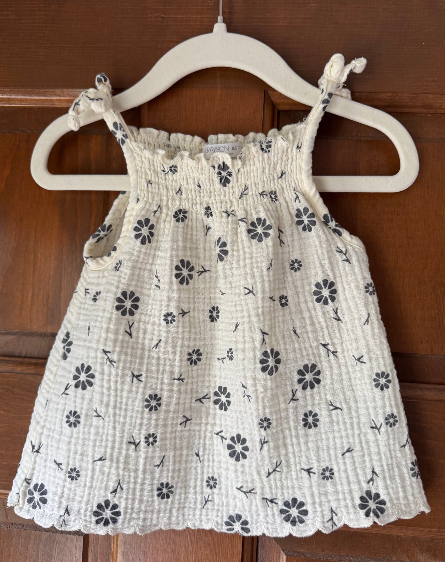 Seller #126 Grayson Mini Girls Size 6-9 Months Gray and White Floral Dress - REDUCED