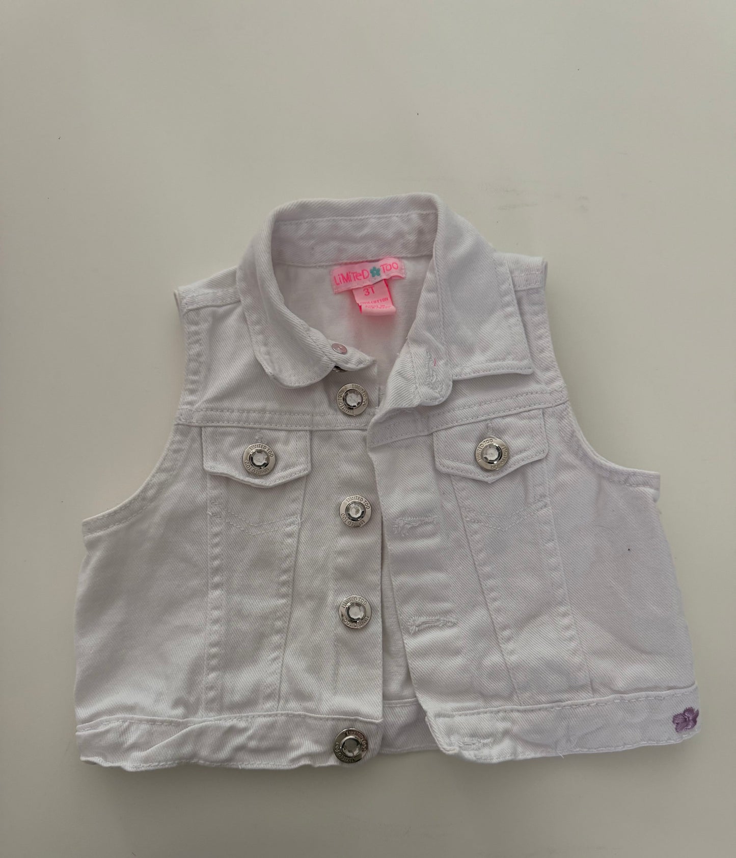 *reduced* #117, Girls 3T, Limited Too white denim vest, GUC