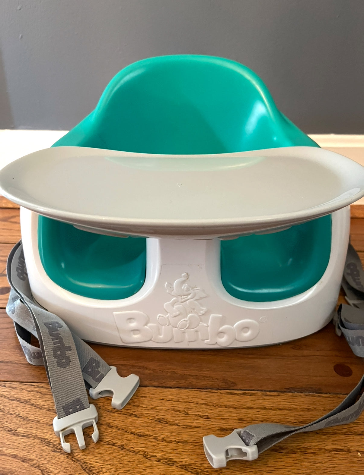 #173-reduced Bumbo multi seat chair with tray--Teal