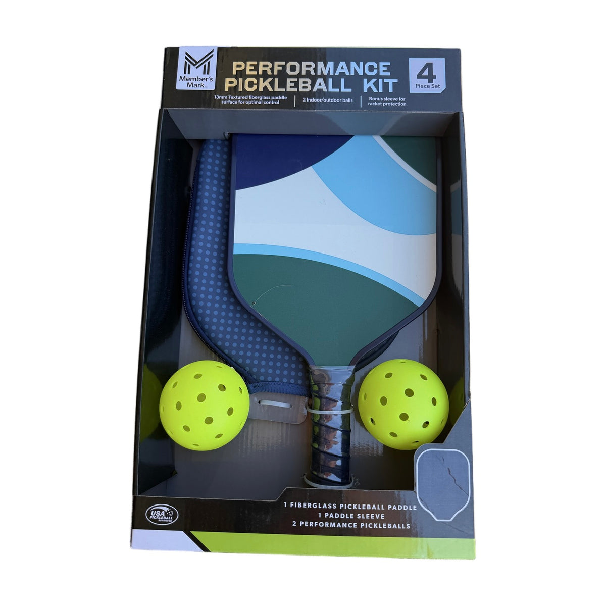 77 - Pickle Ball set 2 balls paddle, and cover (1of2)