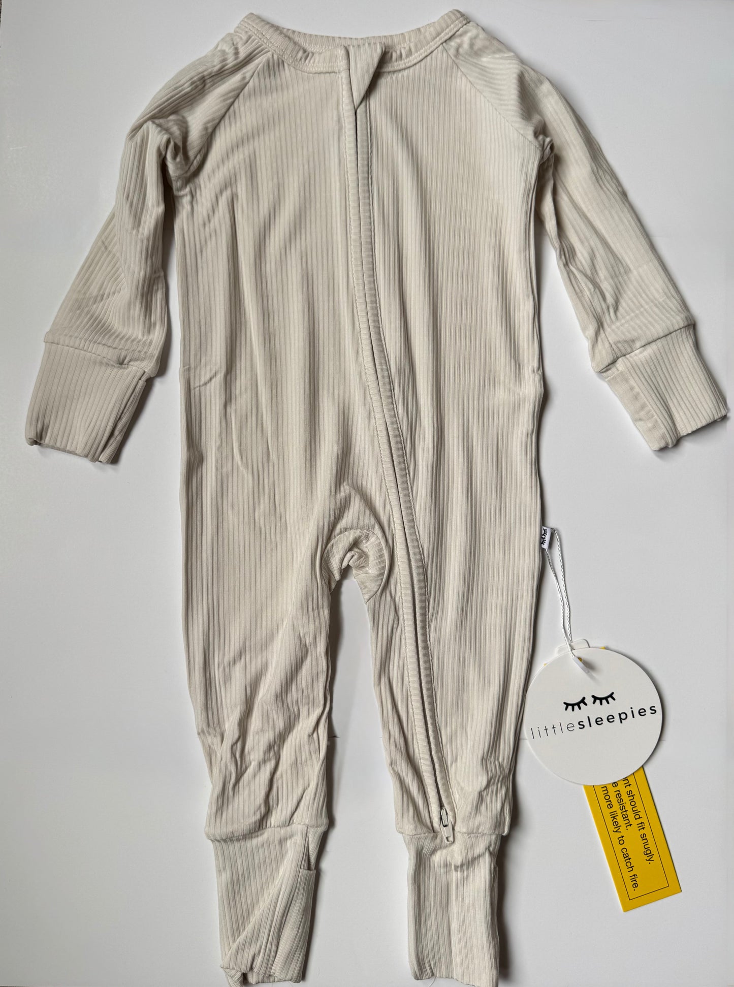 Seller #126 Little Sleepies 3-6 Month Ivory Ribbed Zippy - New with Tags!