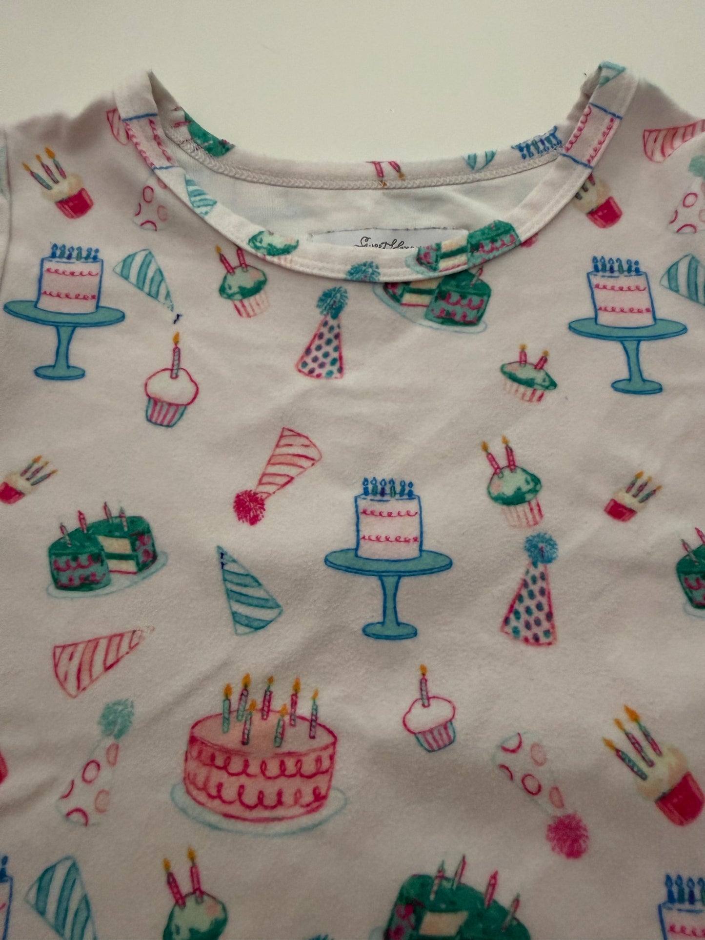 *reduced* #117, Girls 4T, SweetHoney white birthday print shirt, GUC