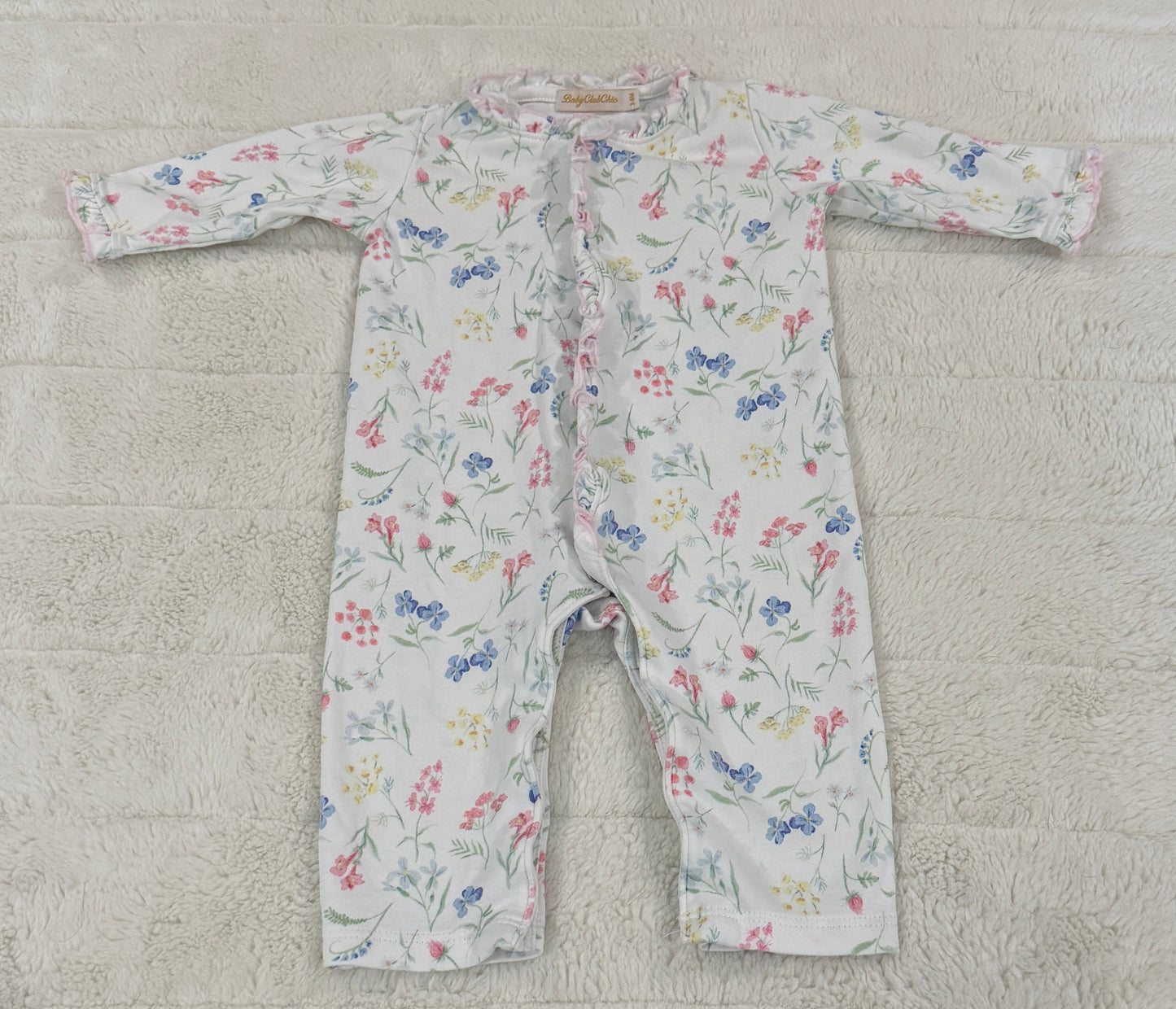 #56 REDUCED boutique ruffle floral onesie girls size 3-6 months