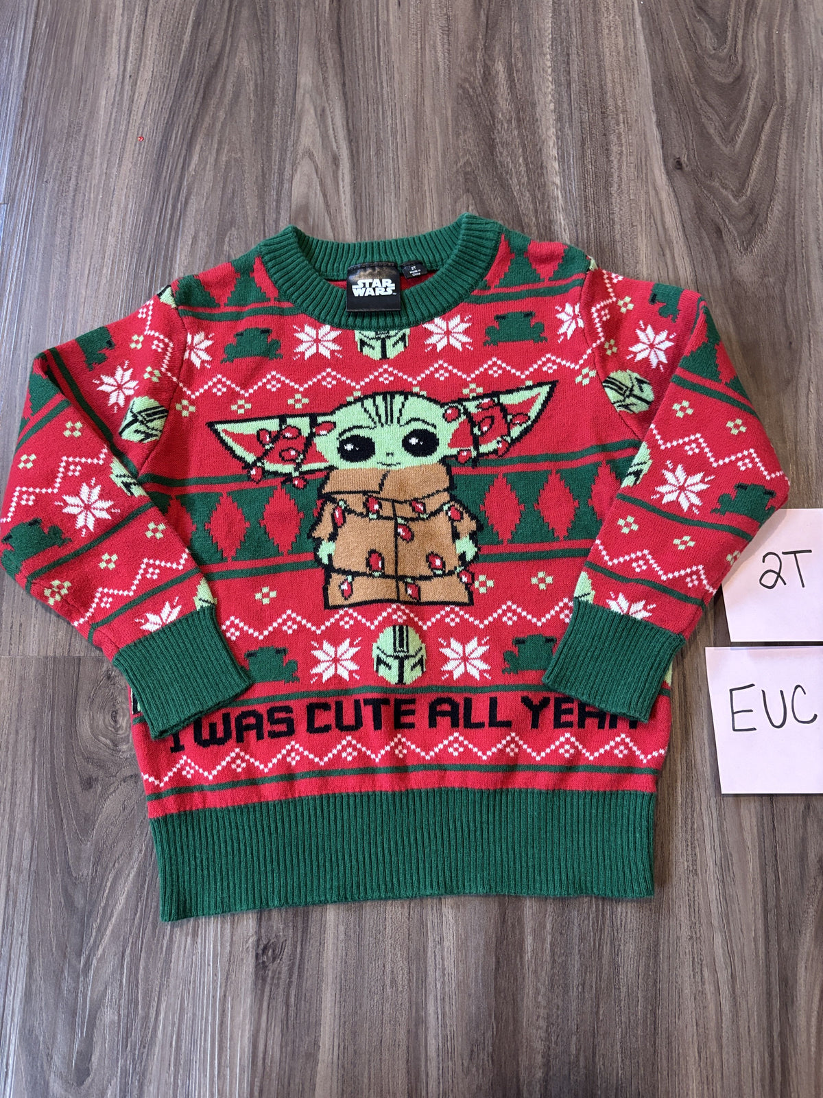 #138 - 2T EUC Baby Yoda I was Cute All Year Christmas Sweater