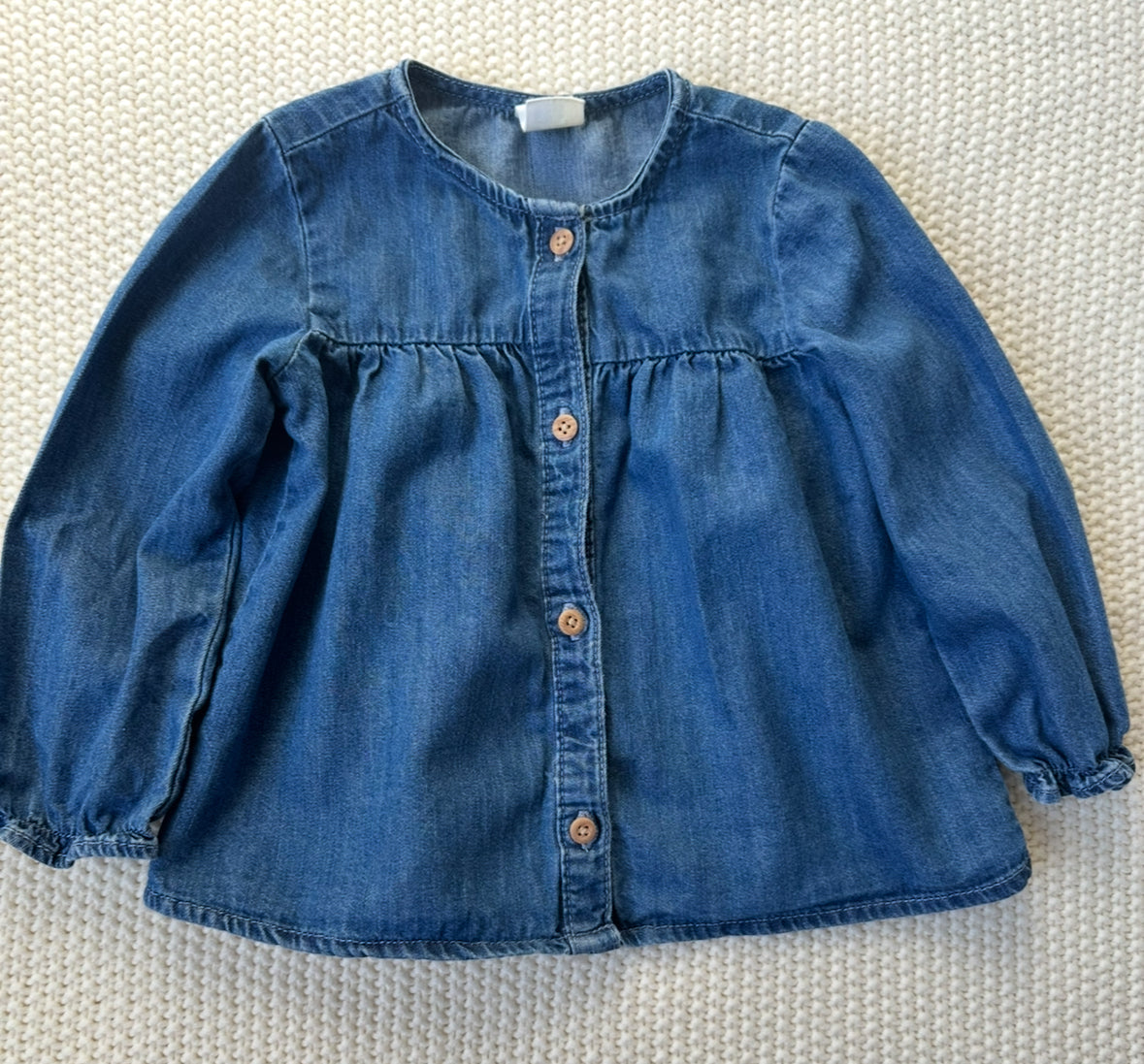 #93 H&M L/S Denim Button-up Shirt Girls 12M