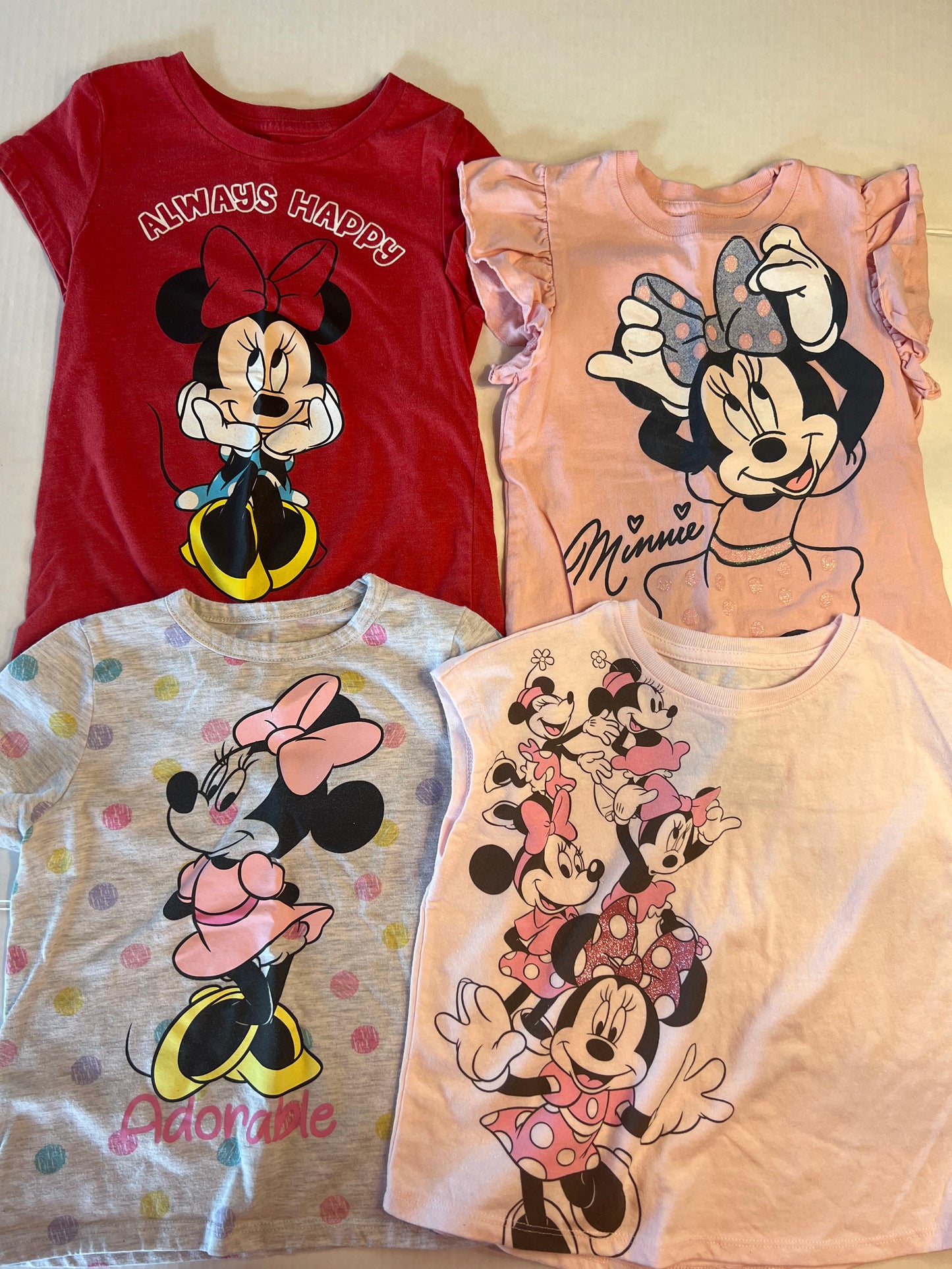 #156 girls size 4T set of 4 Minnie mouse short sleeve shirts