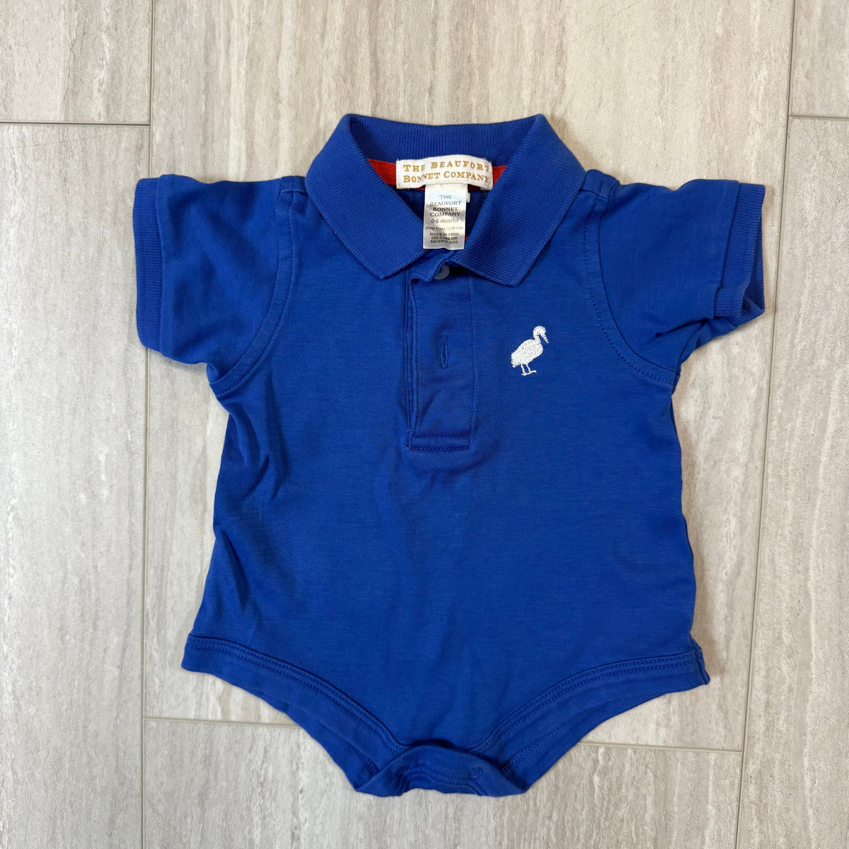 #110 TBBC Boys Blue Collar Bodysuit Onesie 0-6 mo.