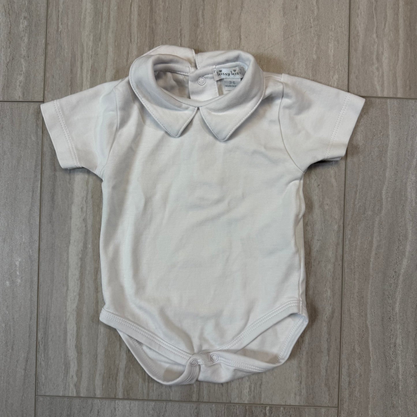 Seller 17: Kissy Kissy Short sleeve White Collar Bodysuit 3-6mo.