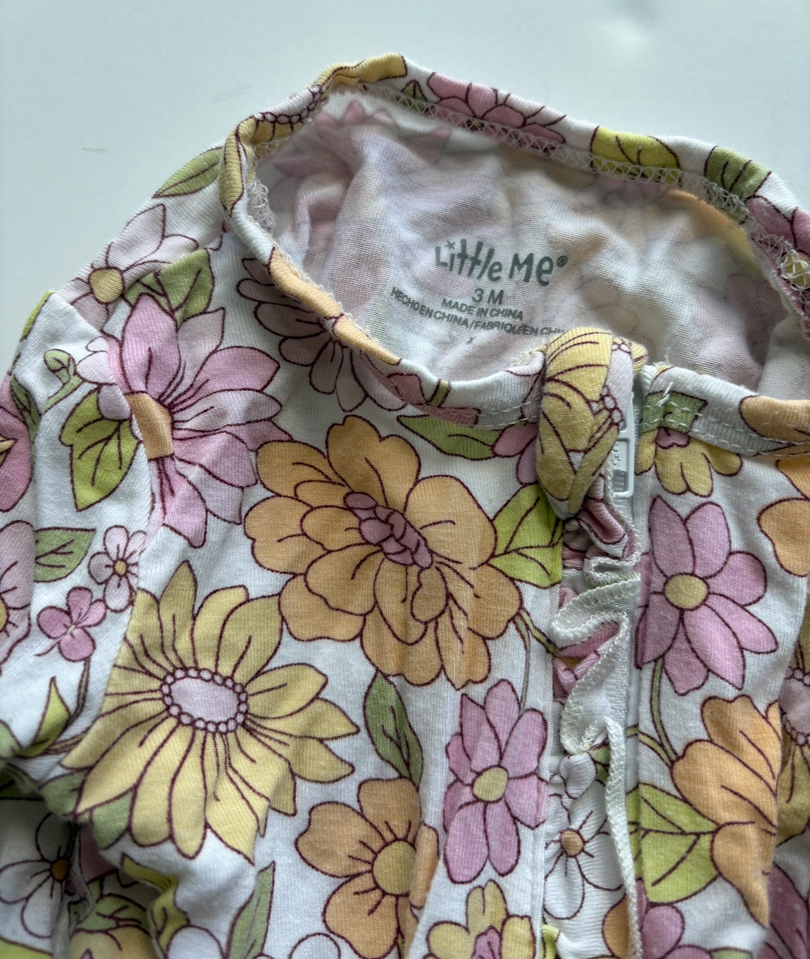 Seller # 105 - 3M Girls Little Me Floral Zip Up Footie GUC