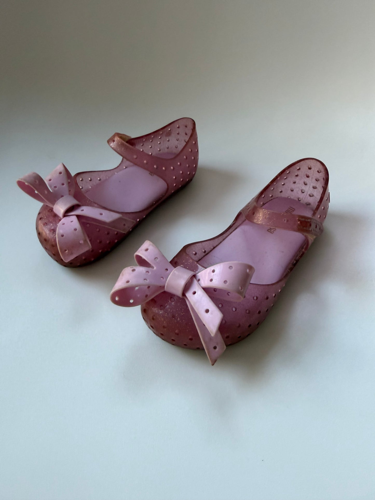 #117, Girls Shoes 9c, Mini Melissa pink bow jelly sandals, GUC